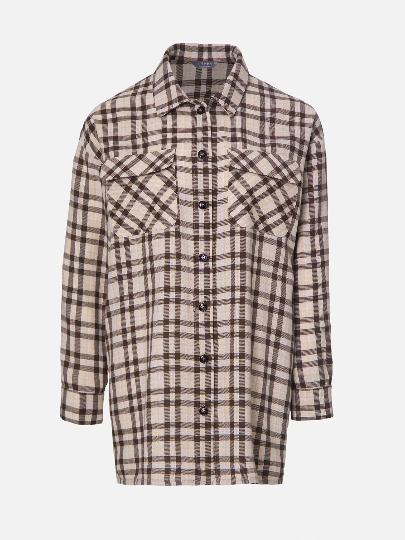 Loose-fit plaid shirt :: LICHI - Online fashion store