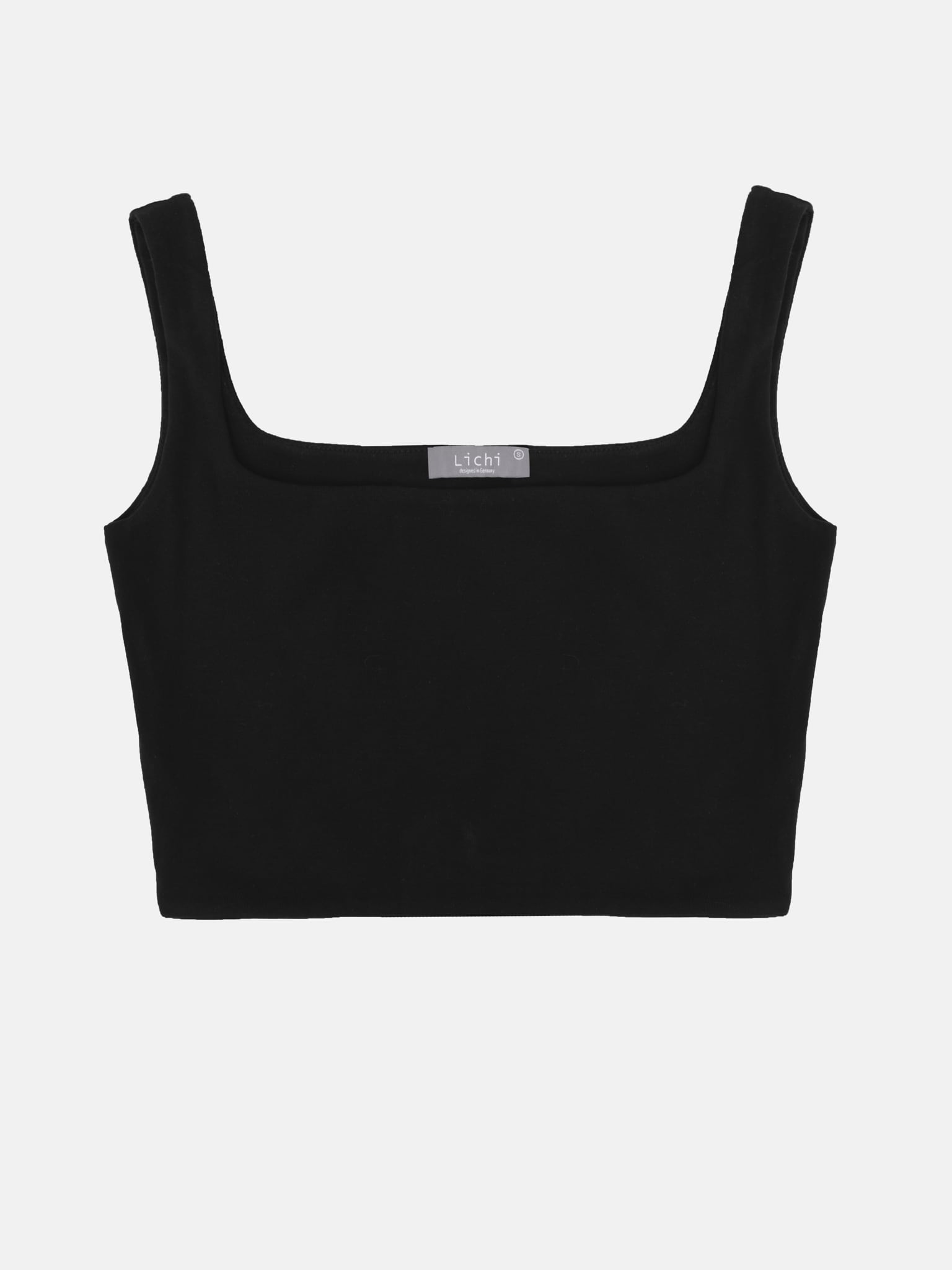 Wide-strap ribbed-knit crop top