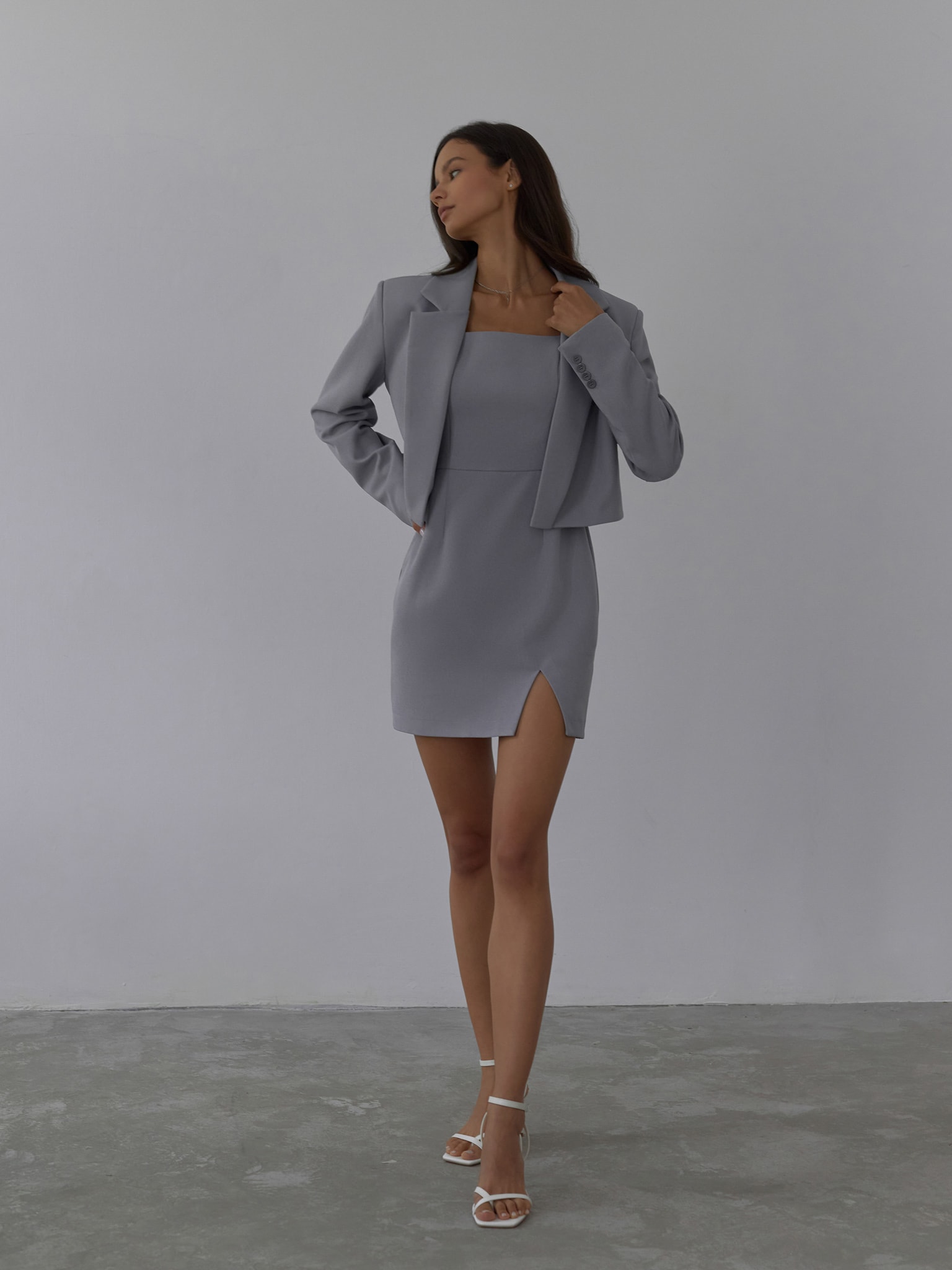 Suit-inspired mini dress