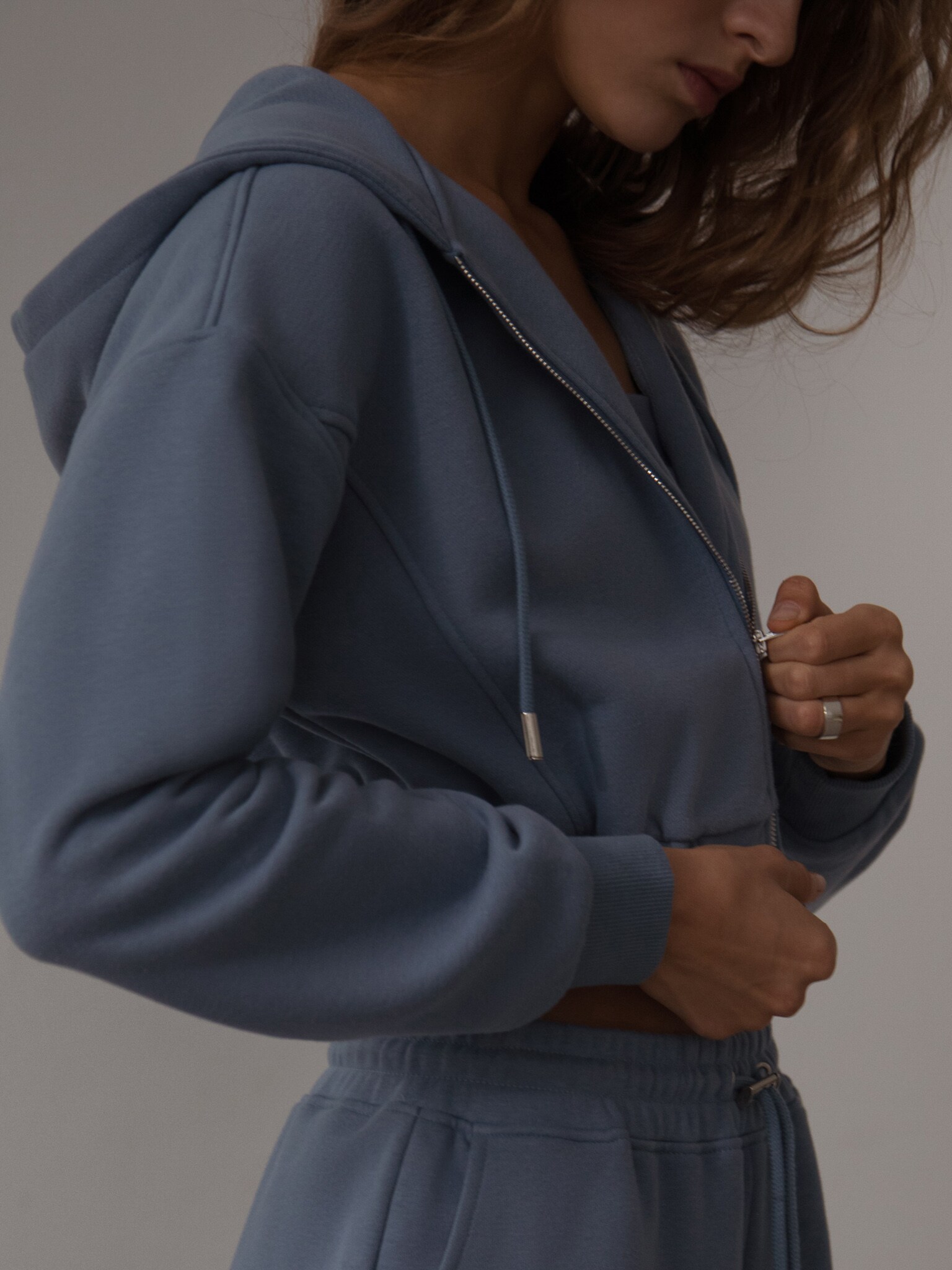 Crop Hoodie mit Reißverschluss