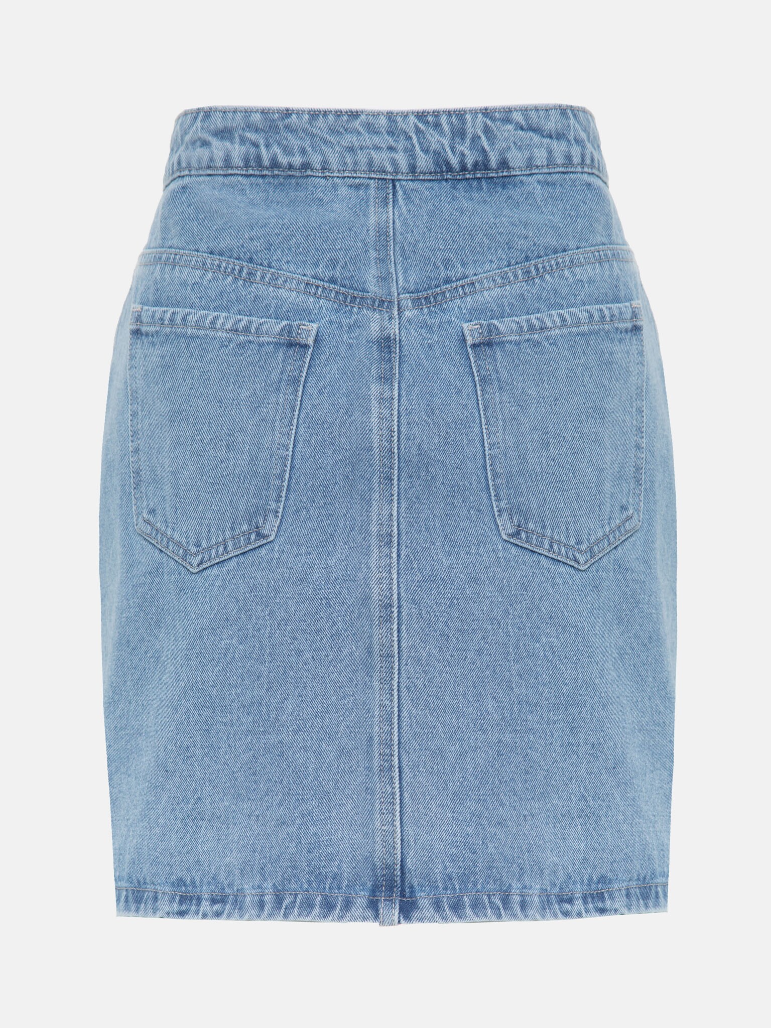 Slit-detailed denim mini skirt