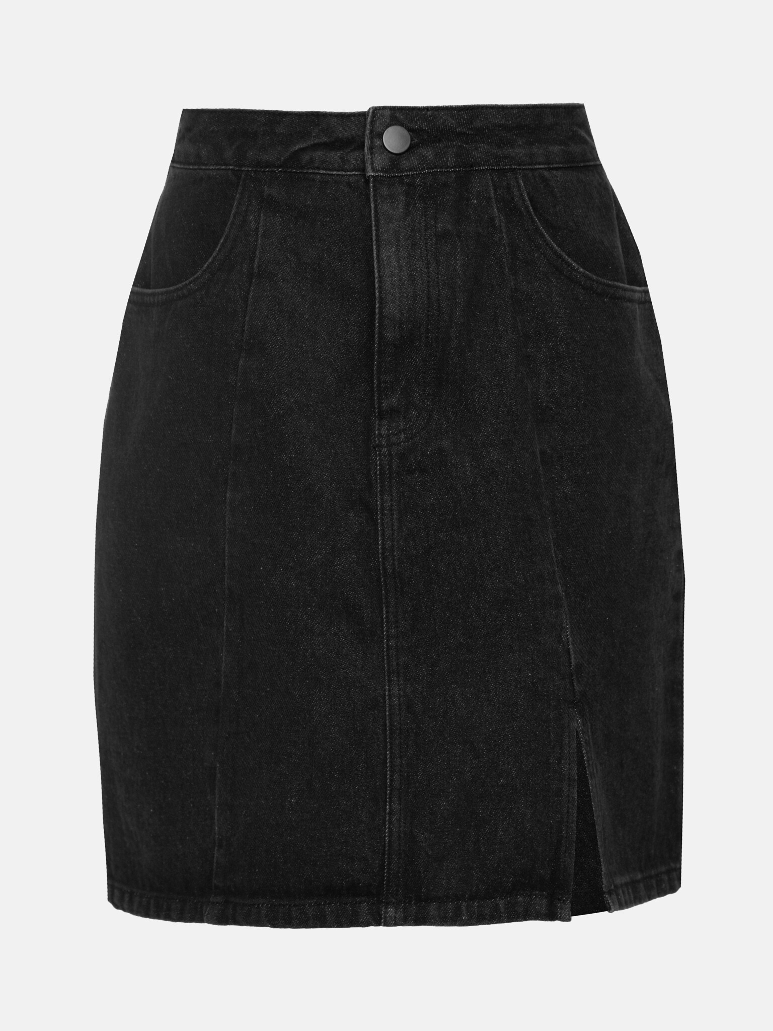 Slit-detailed denim mini skirt :: LICHI - Online fashion store