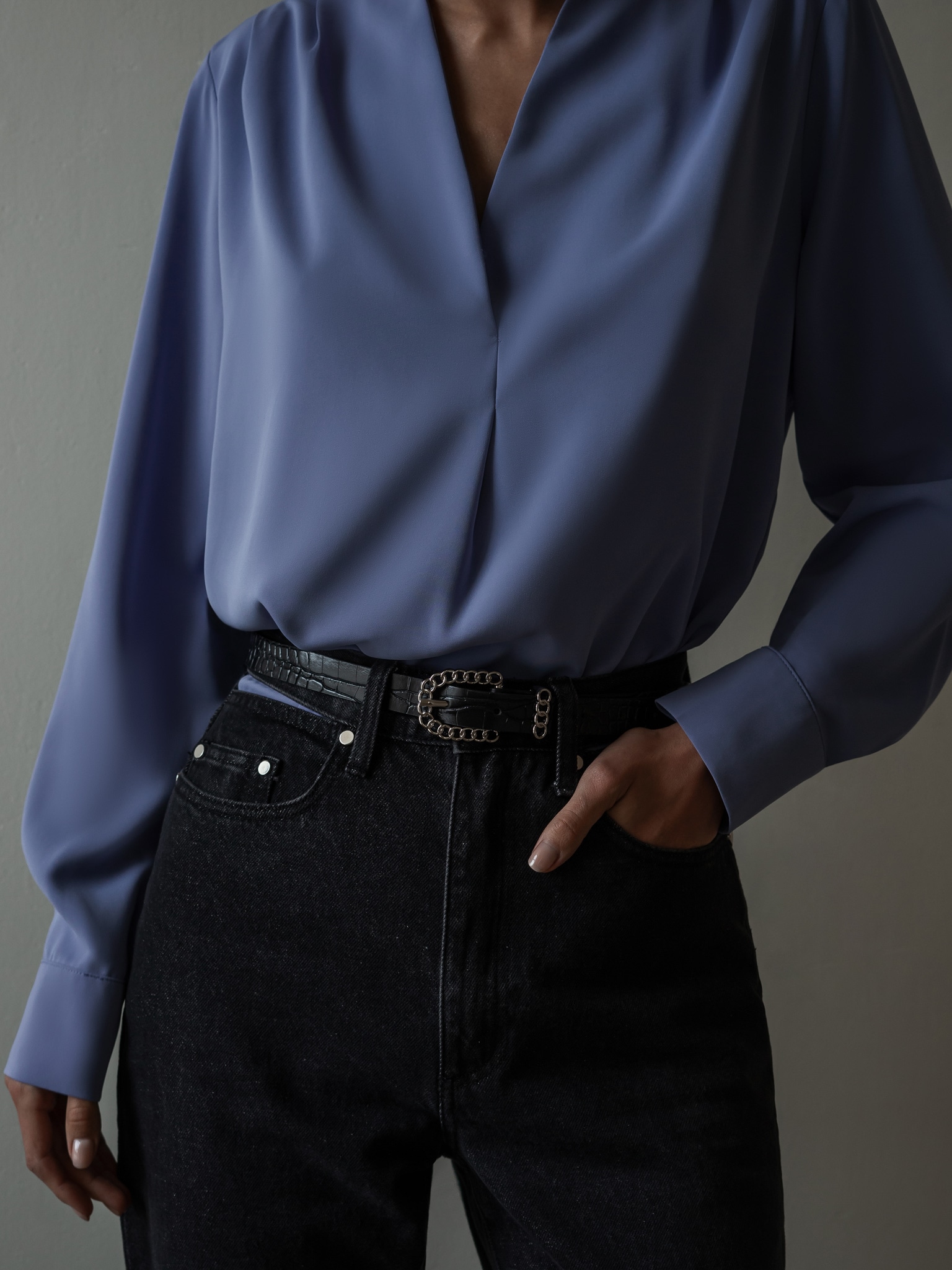 Relaxed-fit wrap-effect blouse