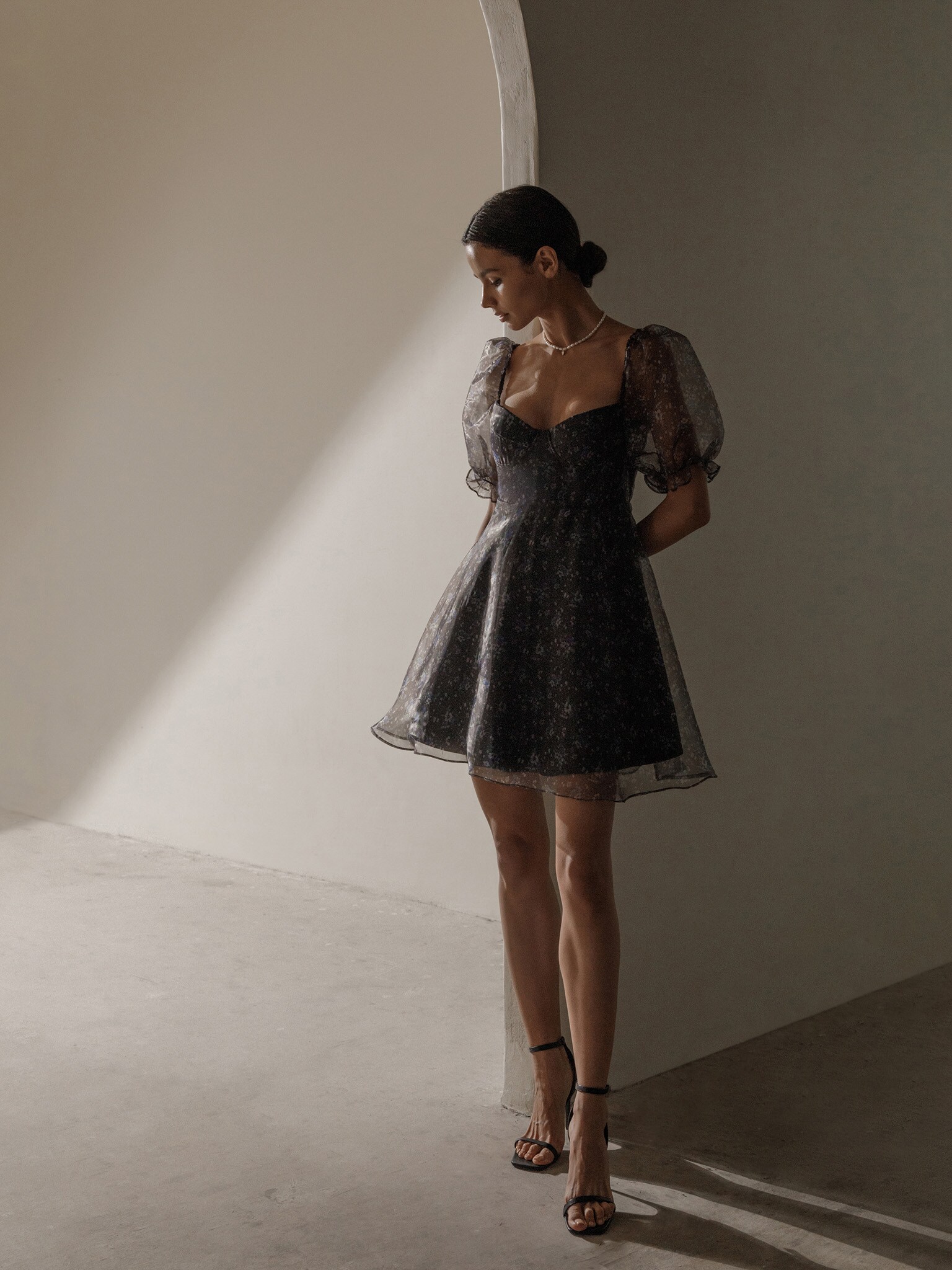 Airy puff-sleeve mini dress :: LICHI - Online fashion store