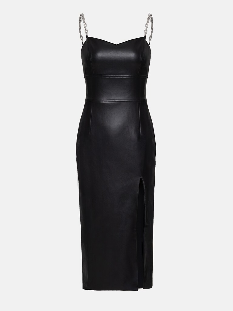 LICHI - Online fashion store :: Chain-embellished vegan-leather midi dress