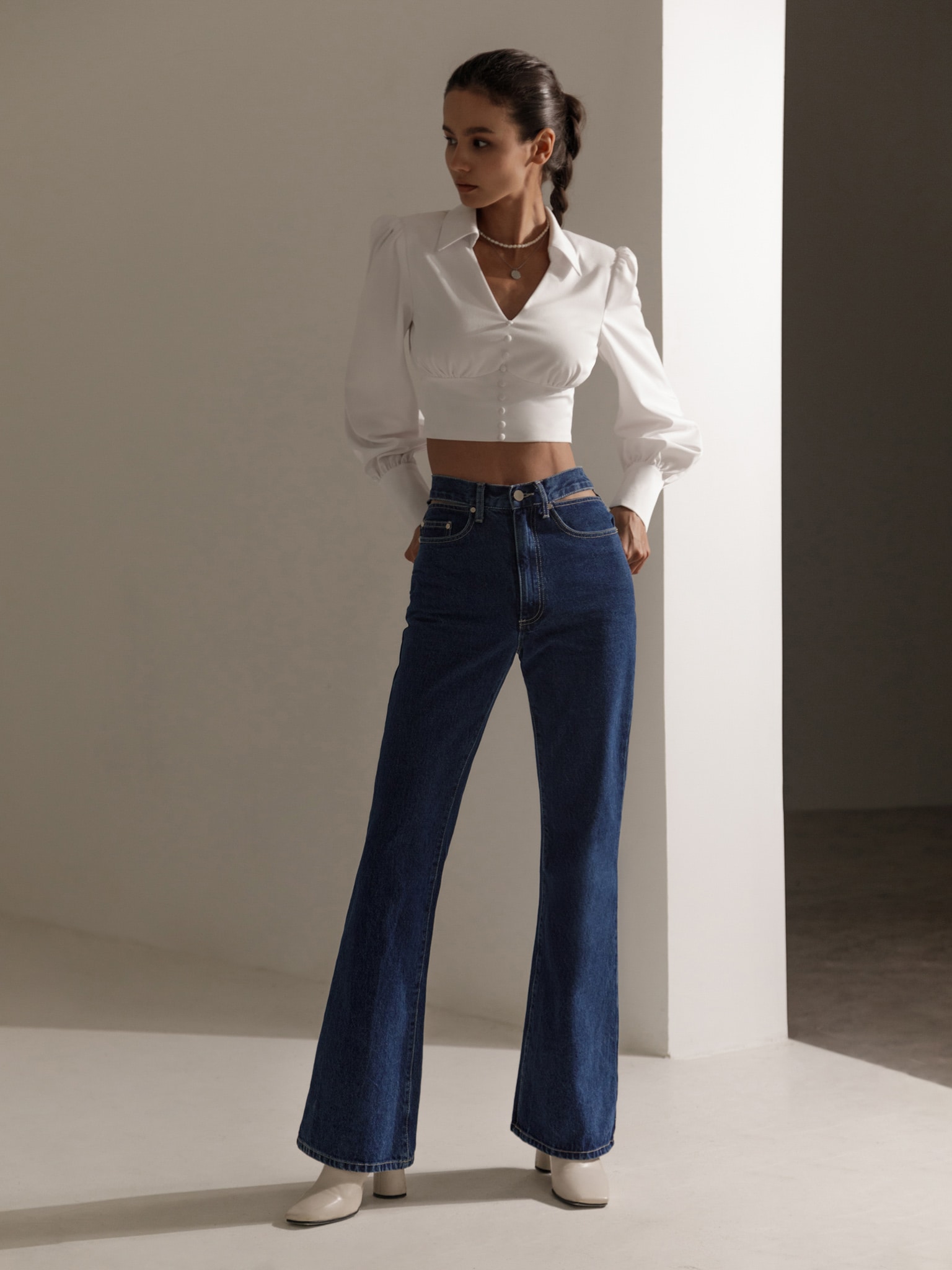 Flared cutout jeans