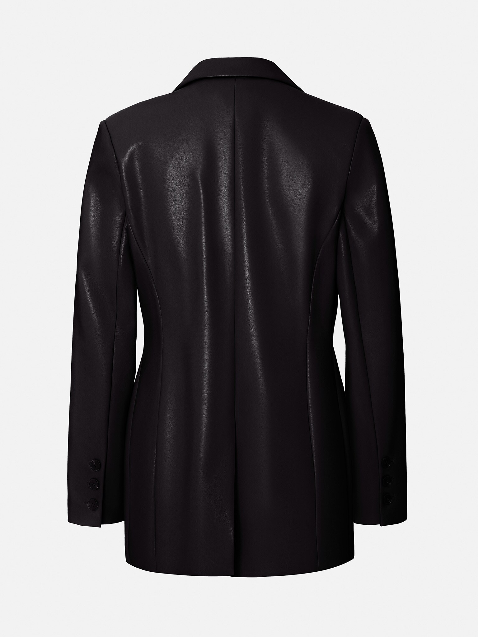 Straight-cut vegan-leather blazer