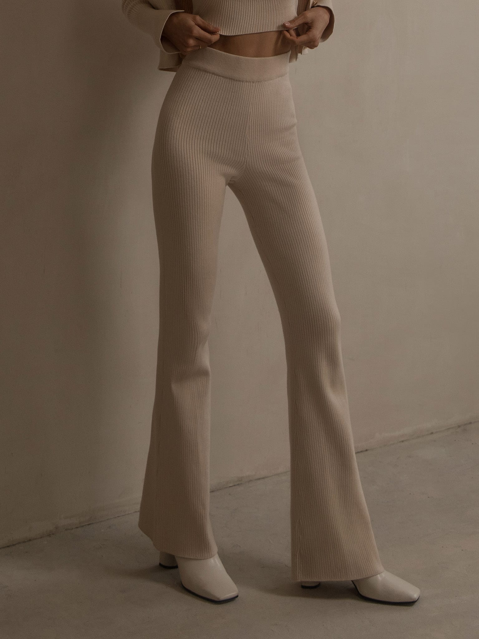 FREYA cashmere flare pant in cream