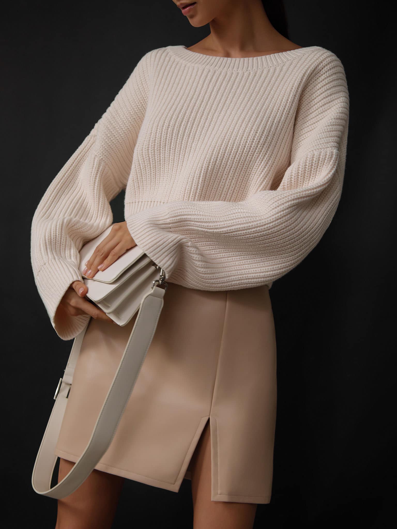 Cropped chunky ribbedknit sweater LICHI Online fashion store