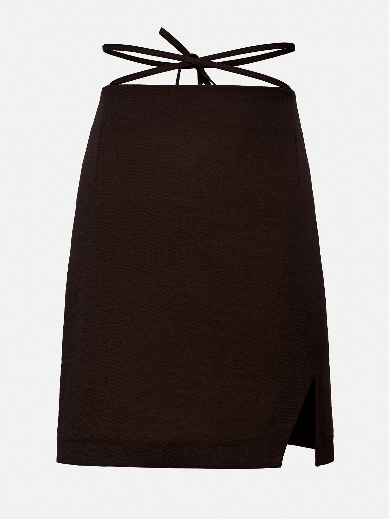Tie-waist straight mini skirt