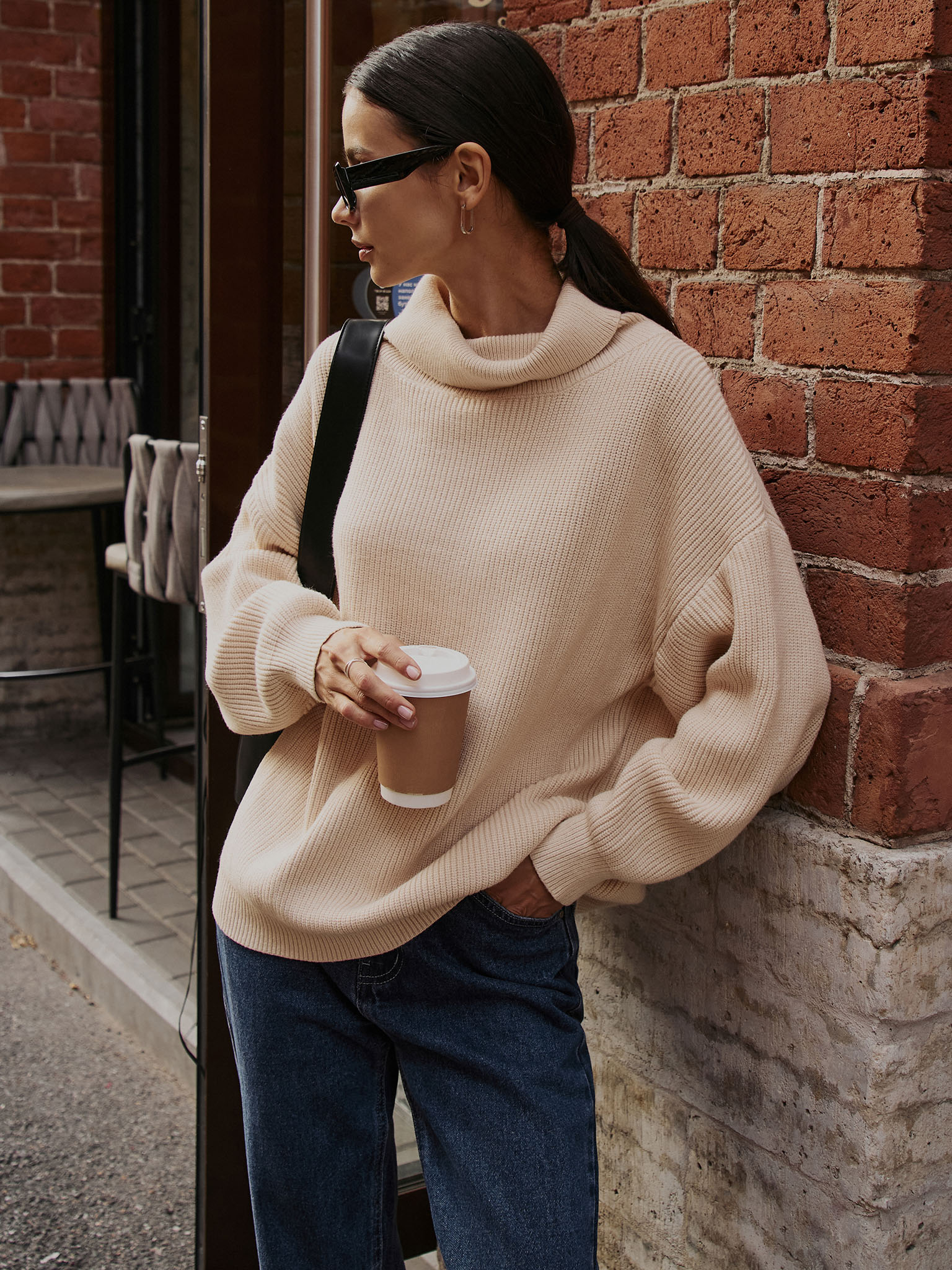 Oversized ribbed-knit sweater