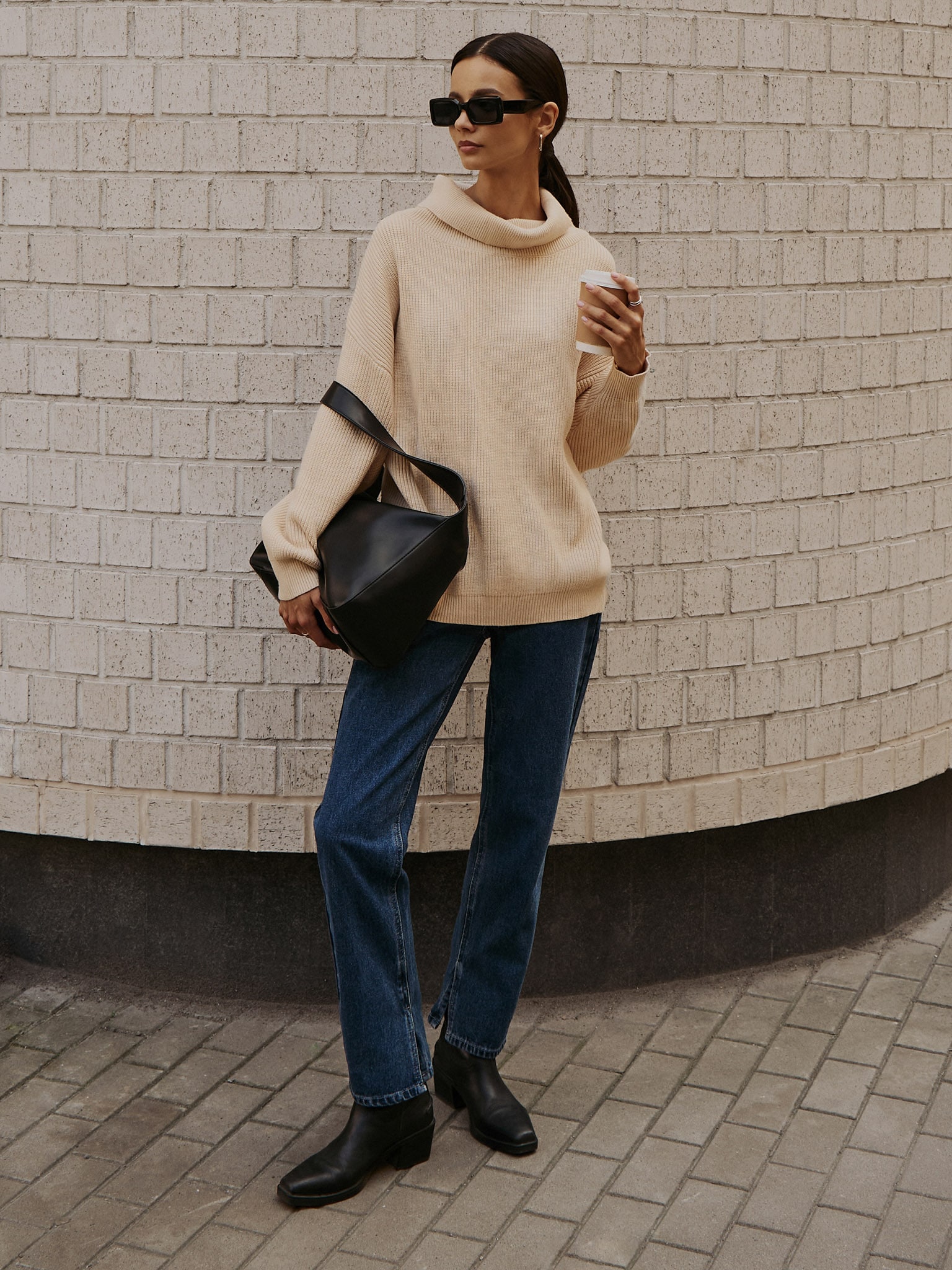 Oversized ribbed-knit sweater