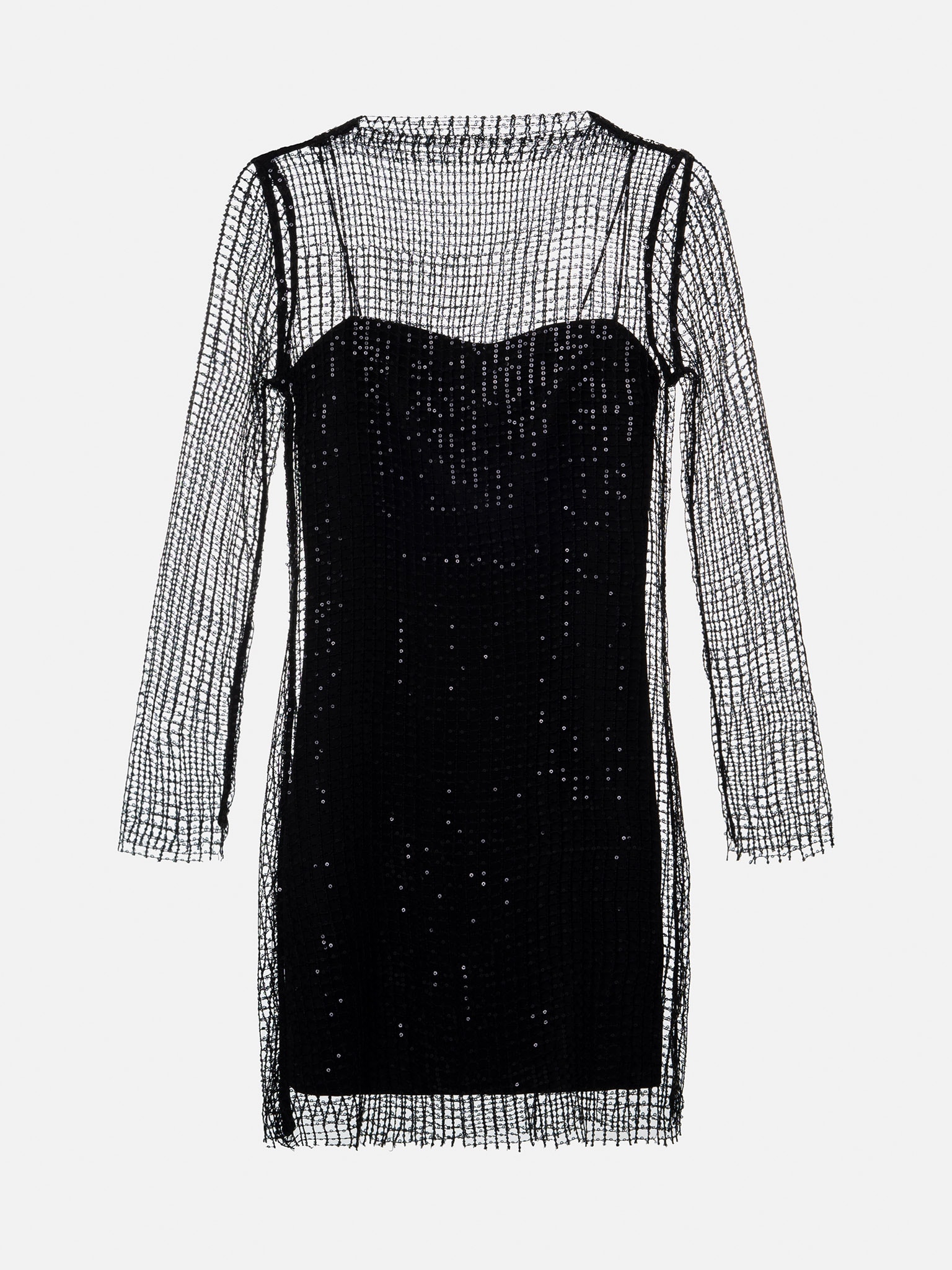 Sequined mesh mini dress