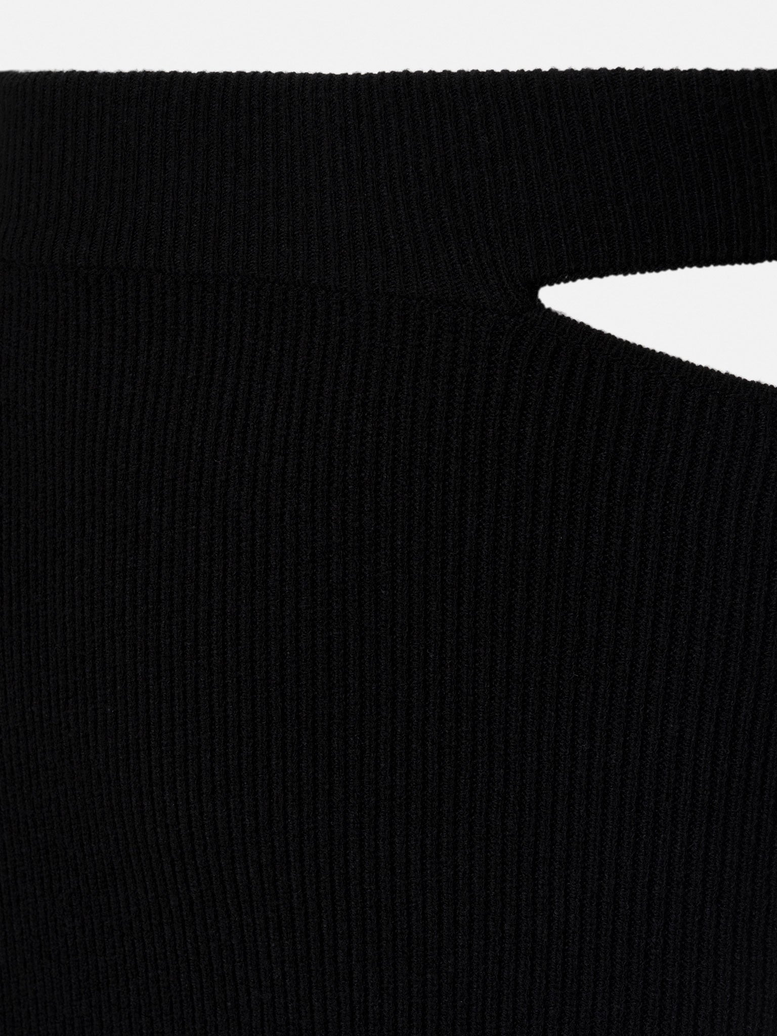 Cutout ribbed-knit pencil skirt