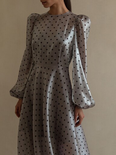 Puff sleeve polka-dot organza blouse :: LICHI - Online fashion store