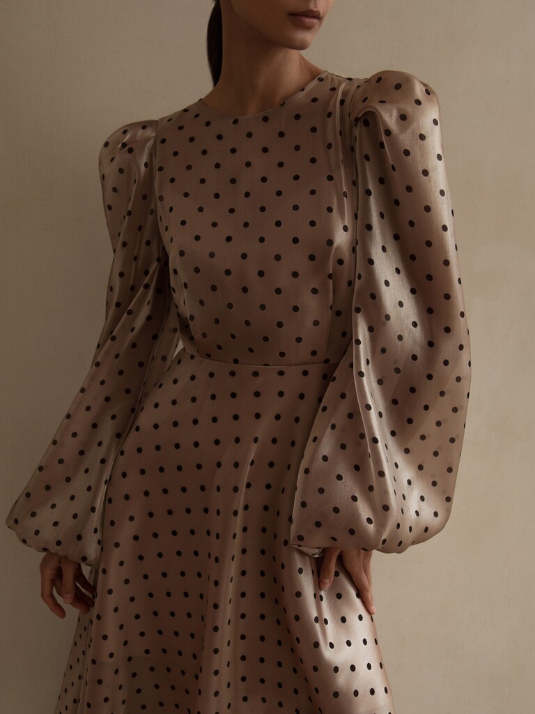 Puff sleeve polka-dot organza blouse :: LICHI - Online fashion store