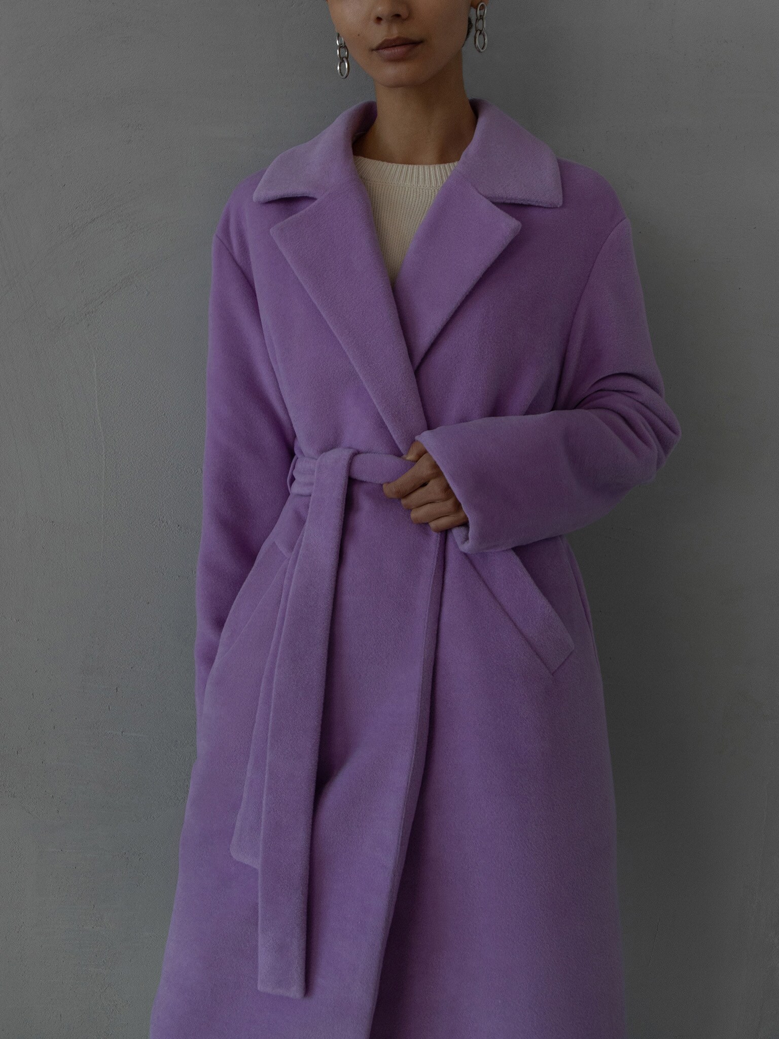 purple wrap coat