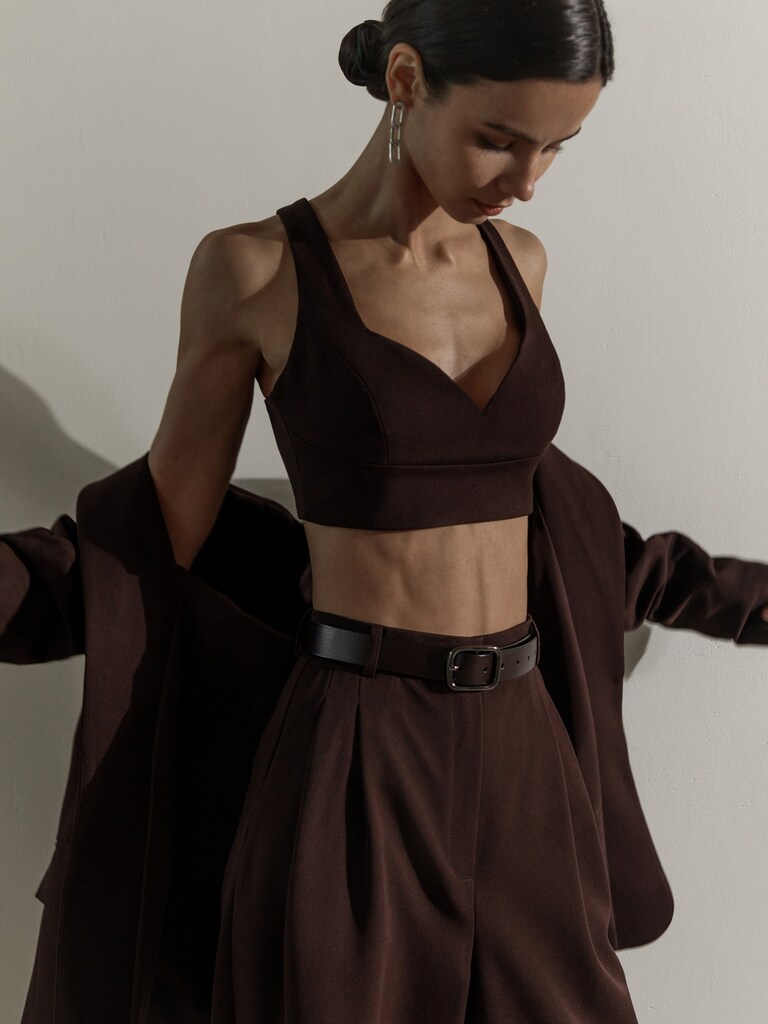 Cropped vegan-leather bustier top :: LICHI - Online fashion store