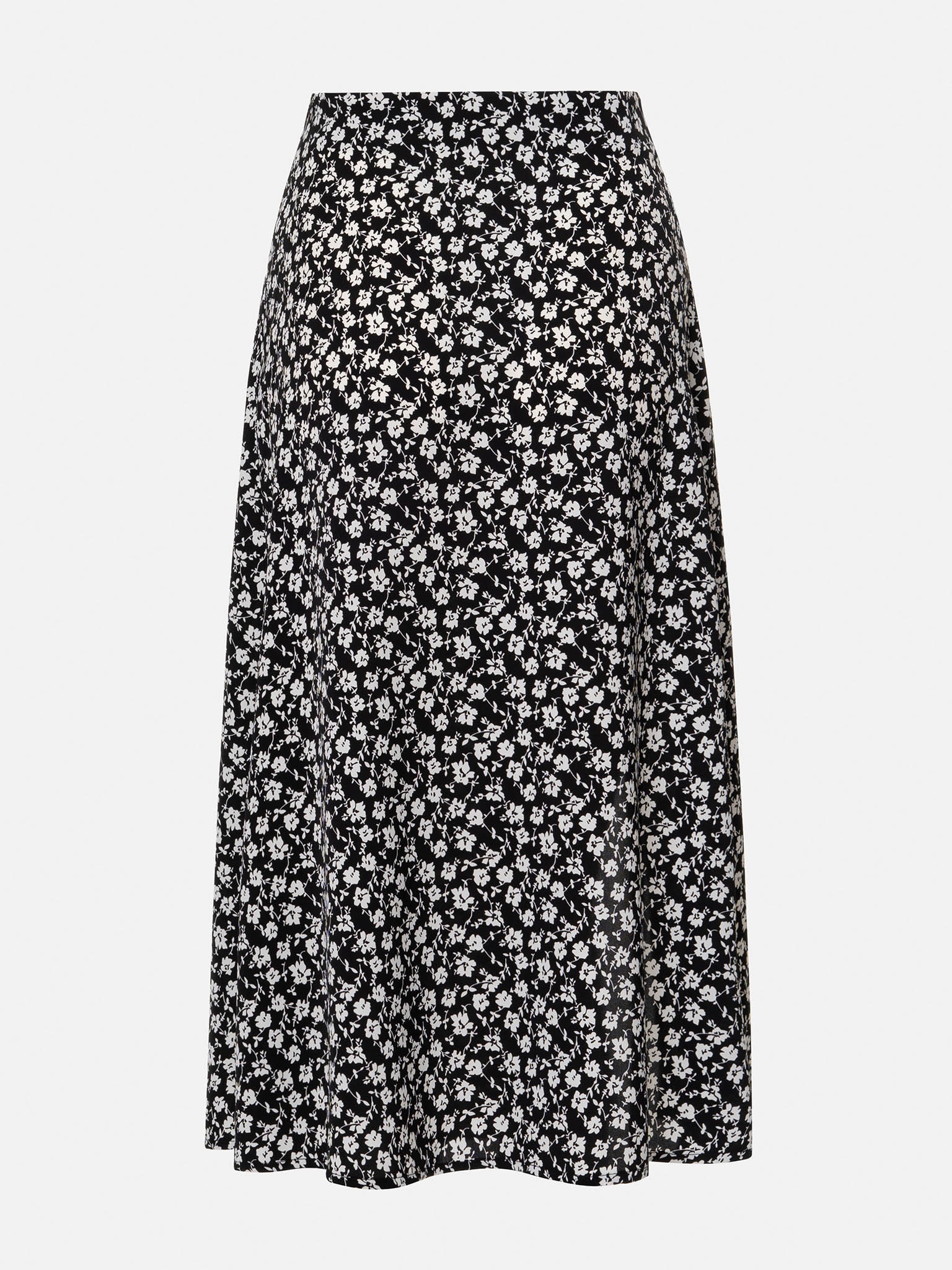 Floral-printed midi skirt