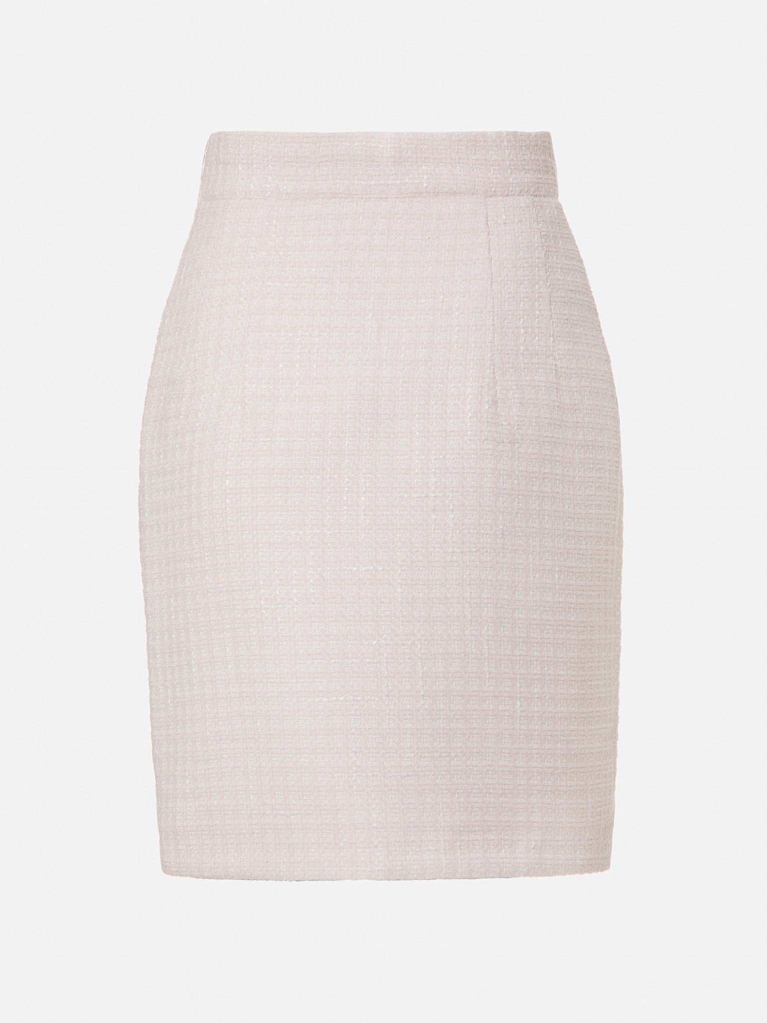 Front-slit tweed mini skirt