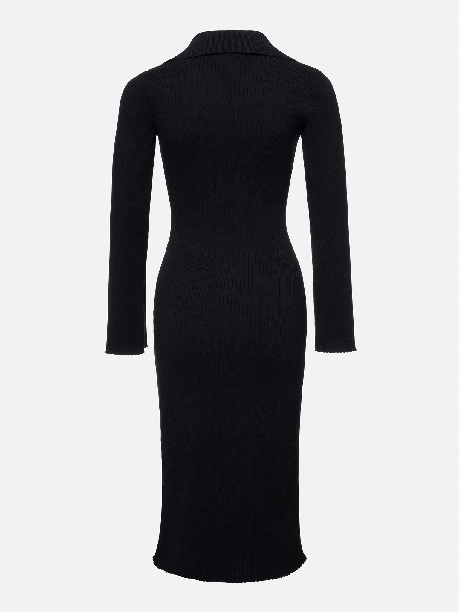Buttoned ribbed-knit midi dress