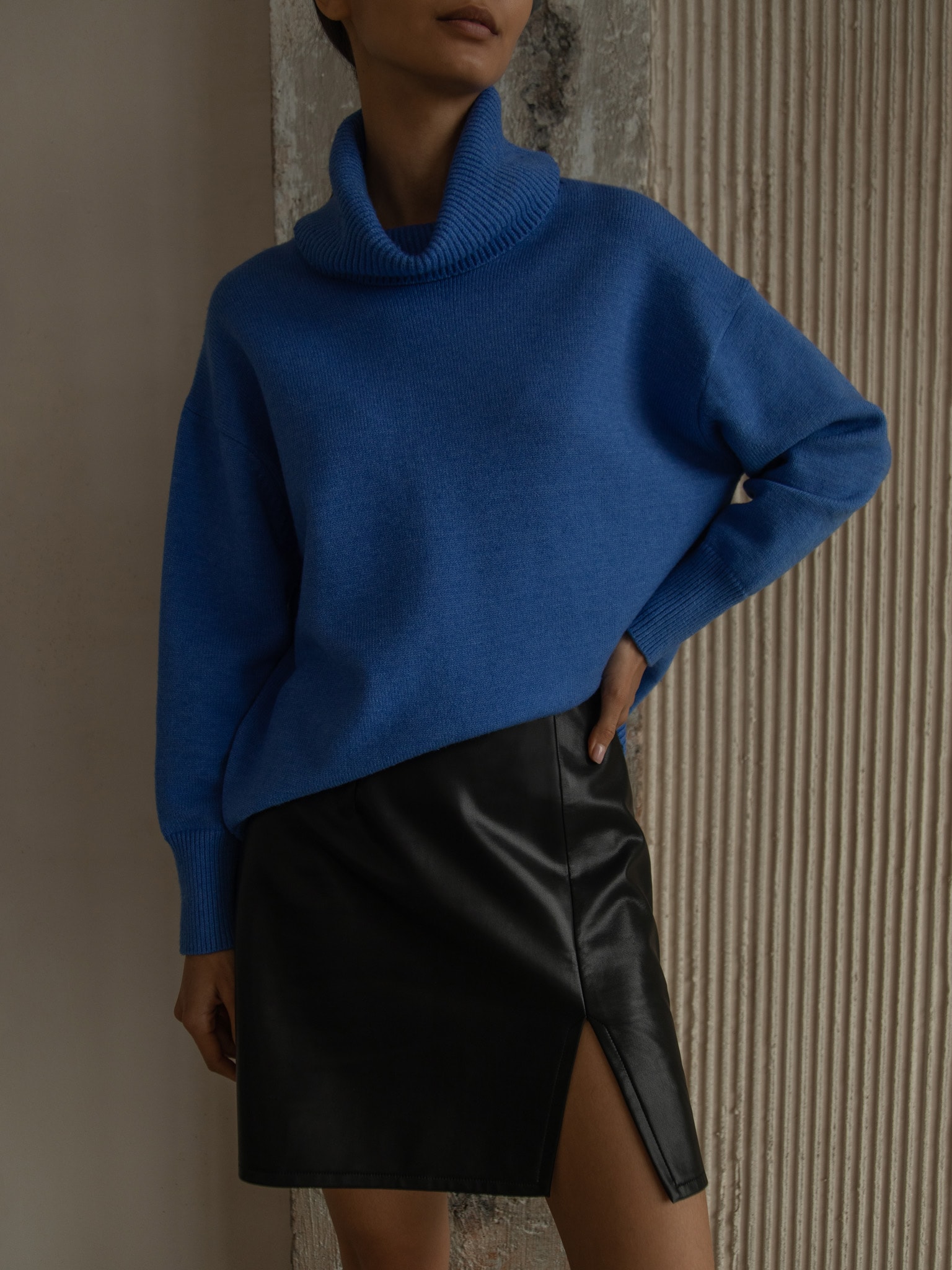 Oversized knitted turtleneck sweater