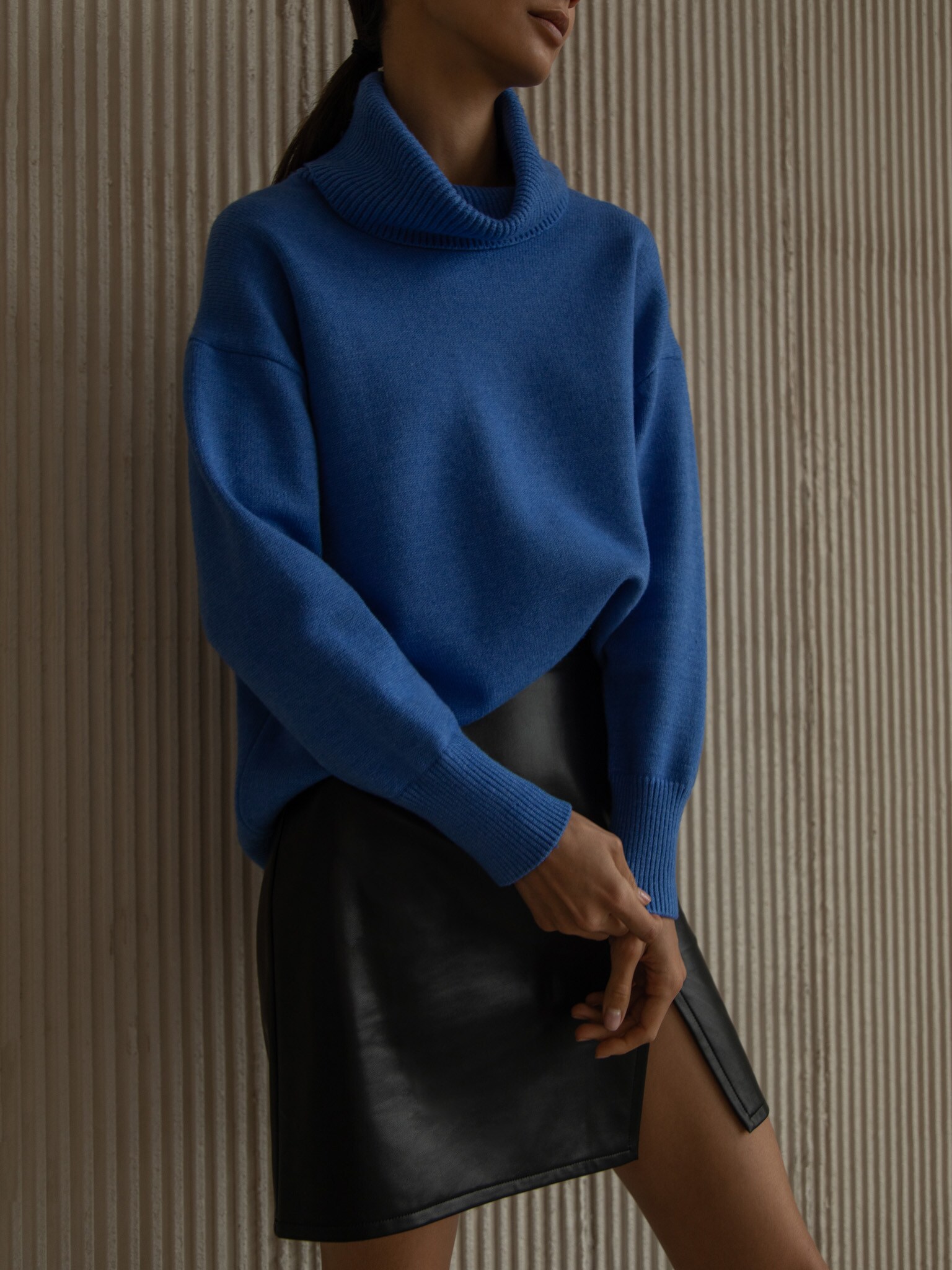 Oversized knitted turtleneck sweater