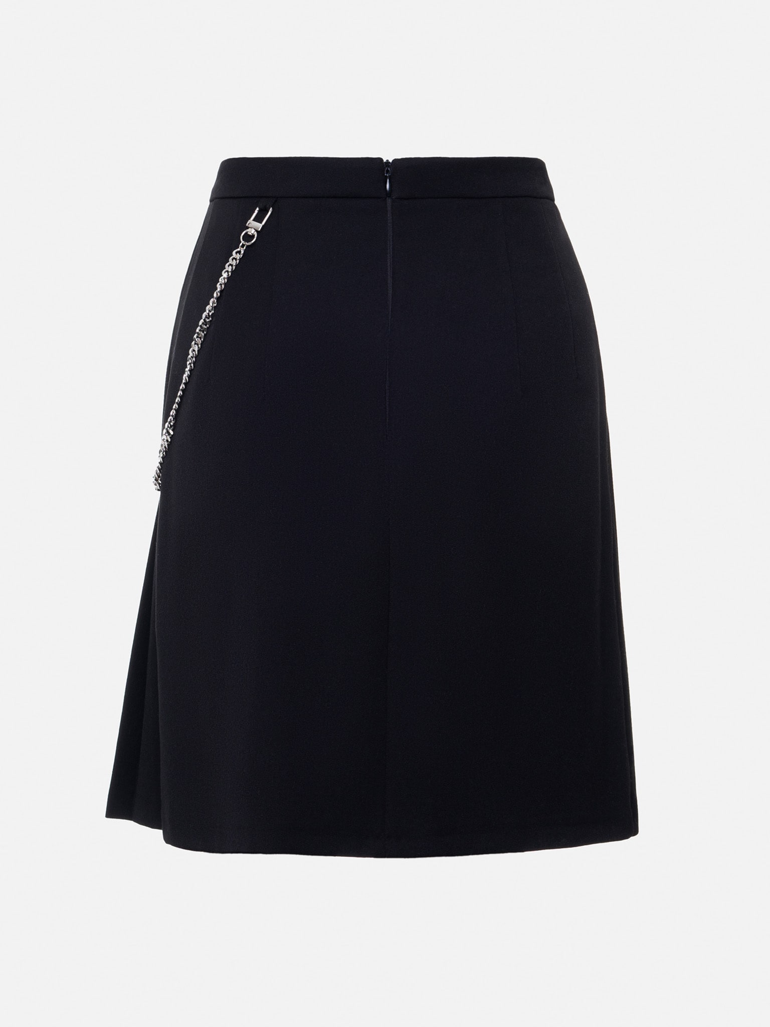 Chain-embellished flared mini skirt