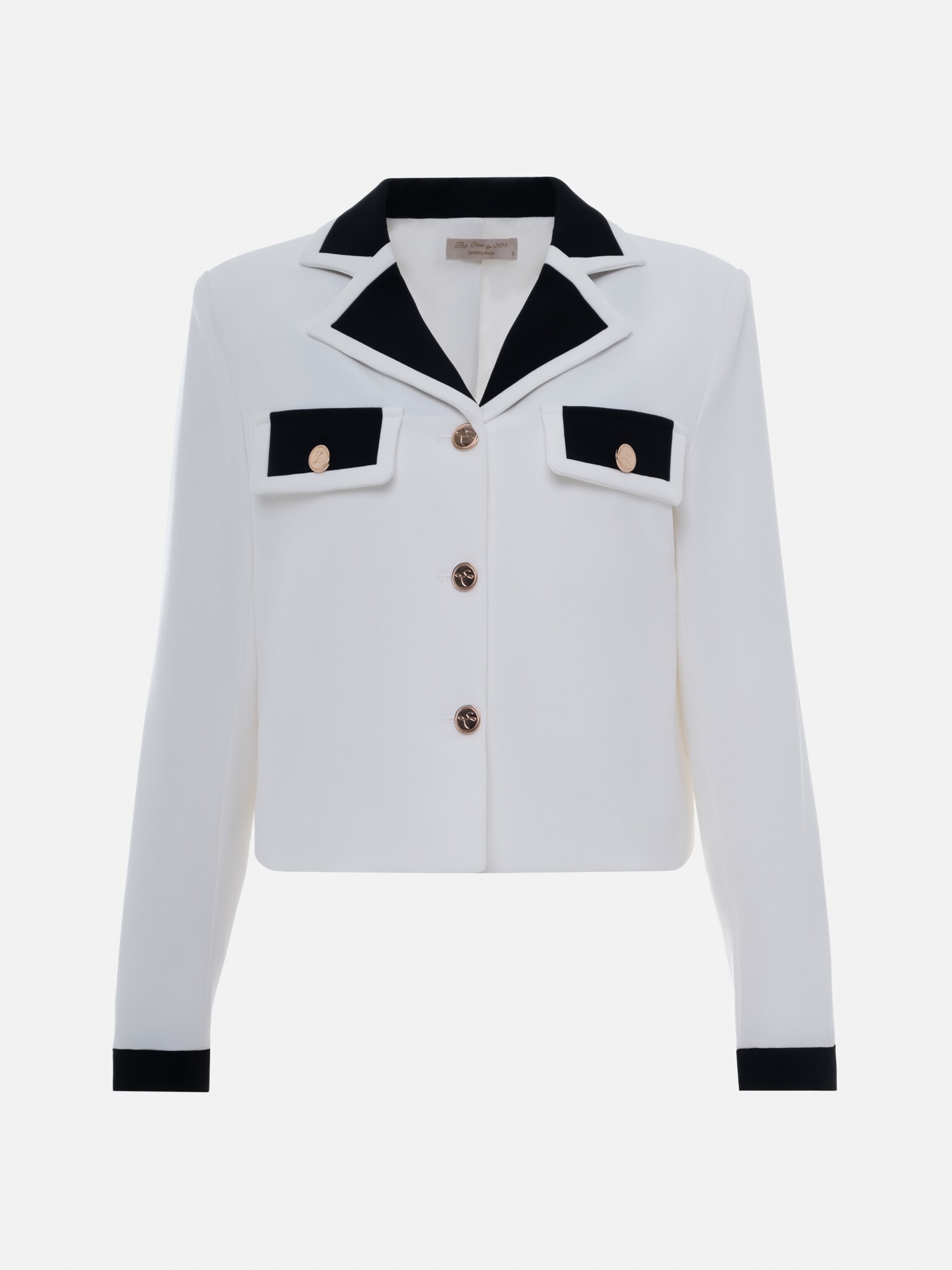 Straight jacket with contrasting lapels :: LICHI - Online fashion store