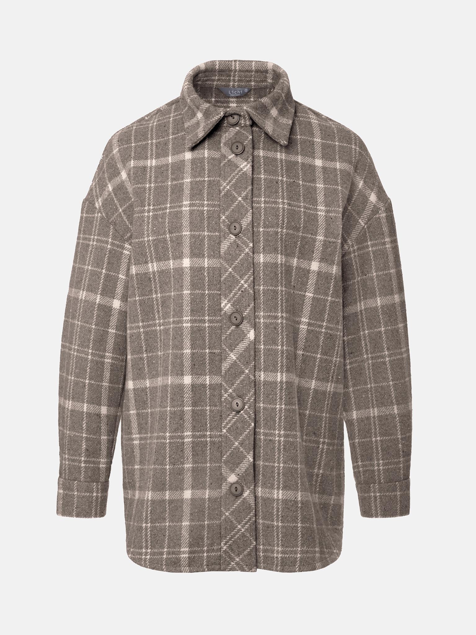 Long checked overshirt :: LICHI - Online fashion store