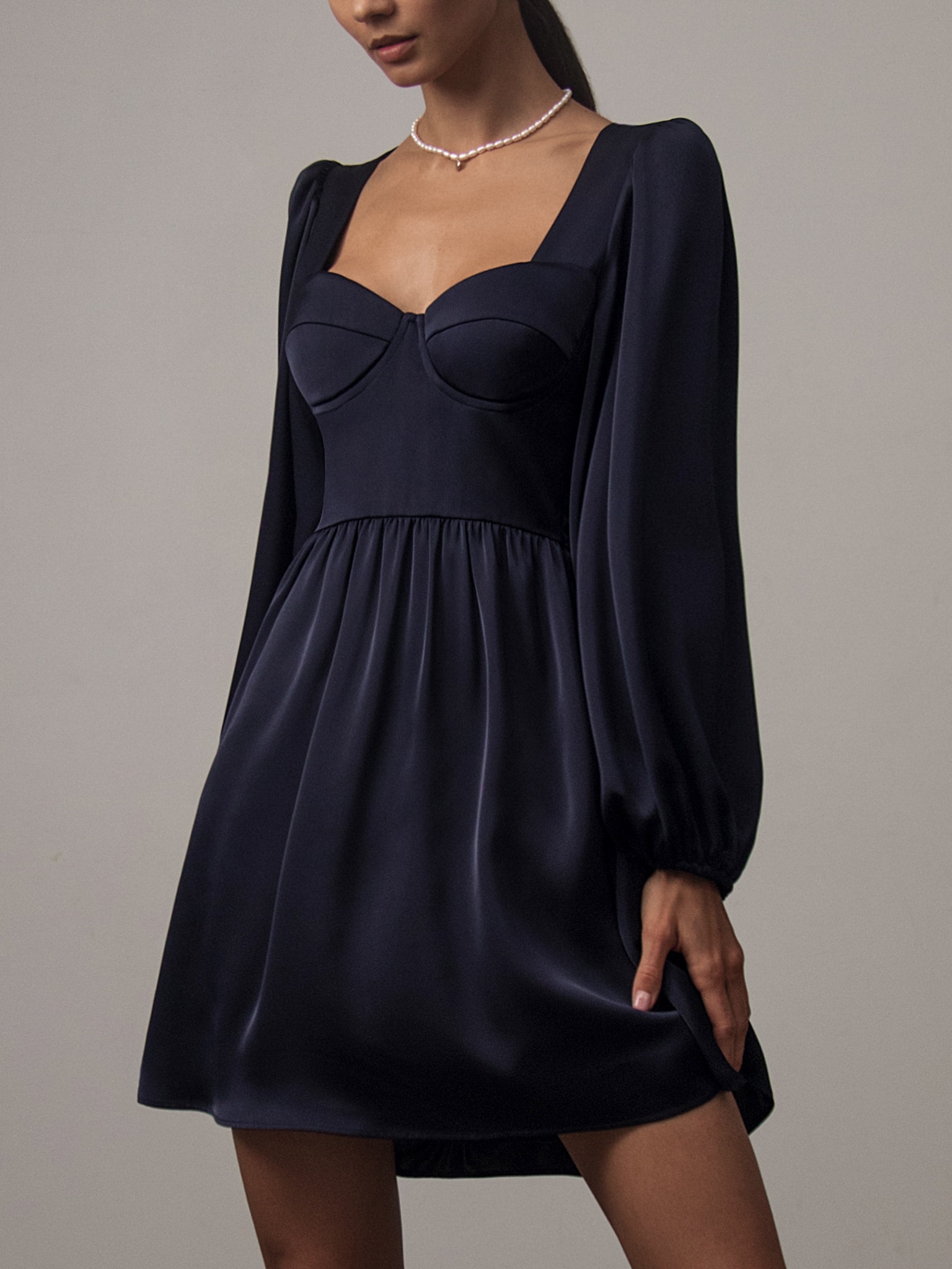 LICHI - Online fashion store :: Corset-style blouson-sleeve mini dress