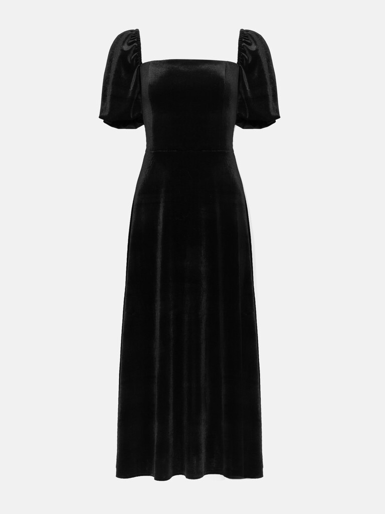 LICHI - Online fashion store :: Lantern-sleeve velvet midi dress