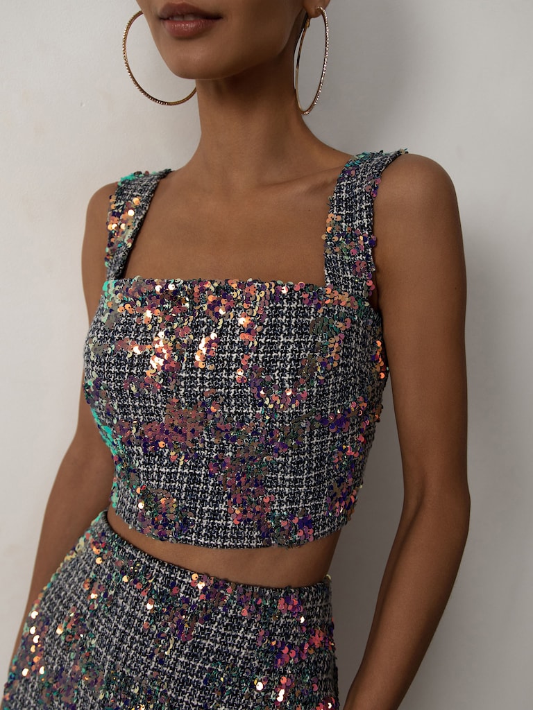 LICHI - Online fashion store :: Sequined motif crop top