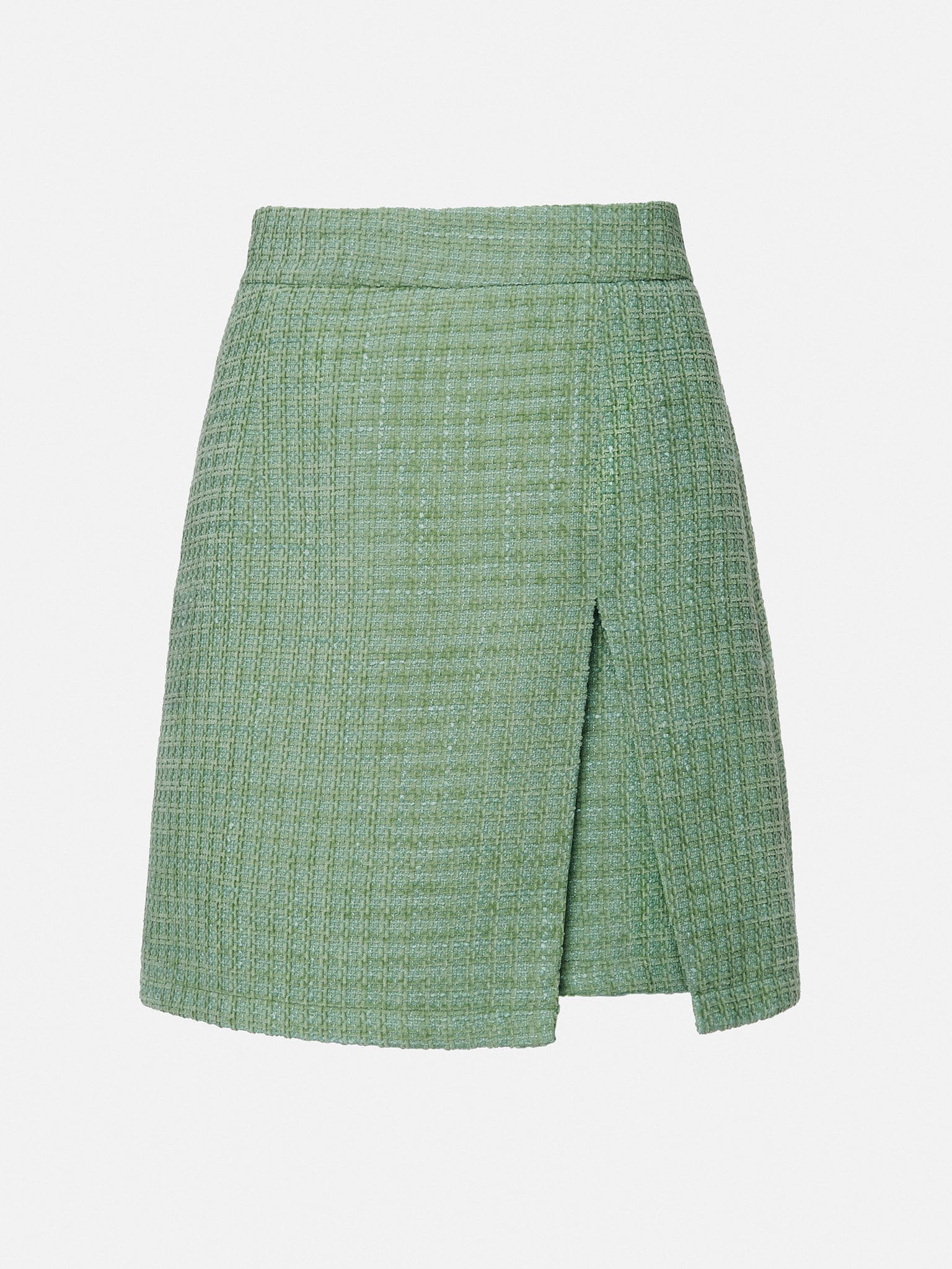 Slit-detailed tweed mini skirt :: LICHI - Online fashion store