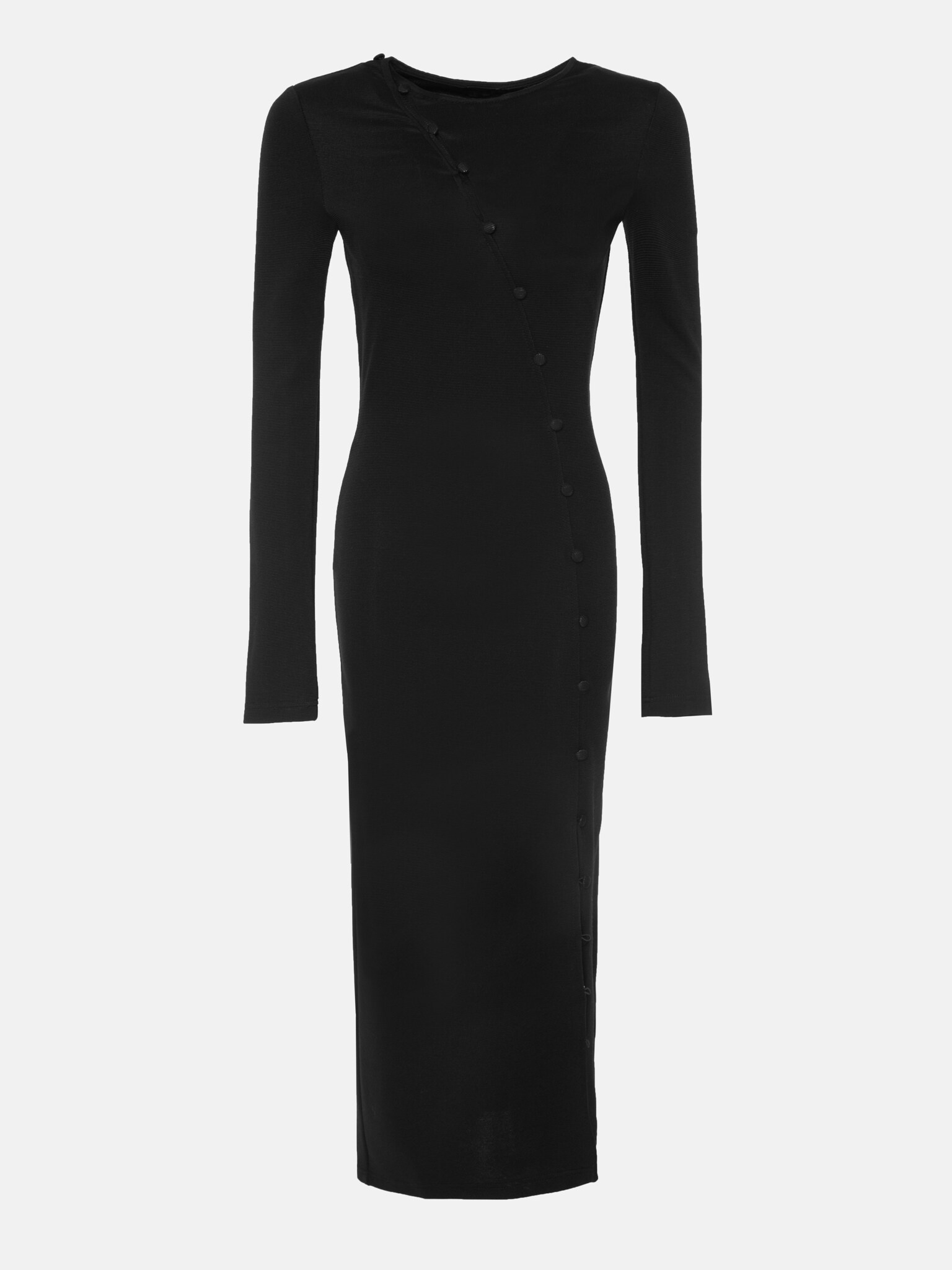 Asymmetric buttoned jersey midi dress :: LICHI - Online fashion store