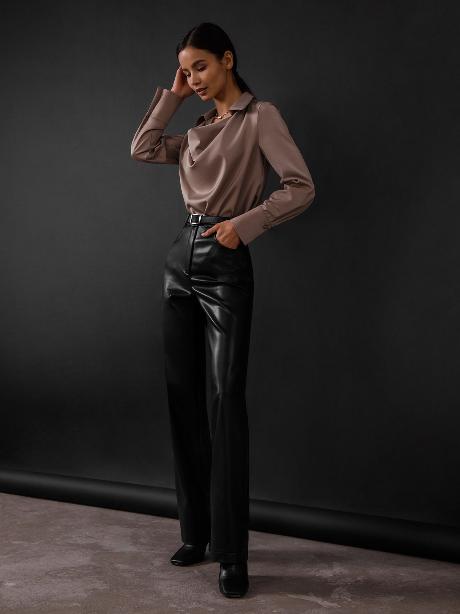 Draped satin blouse :: LICHI - Online fashion store