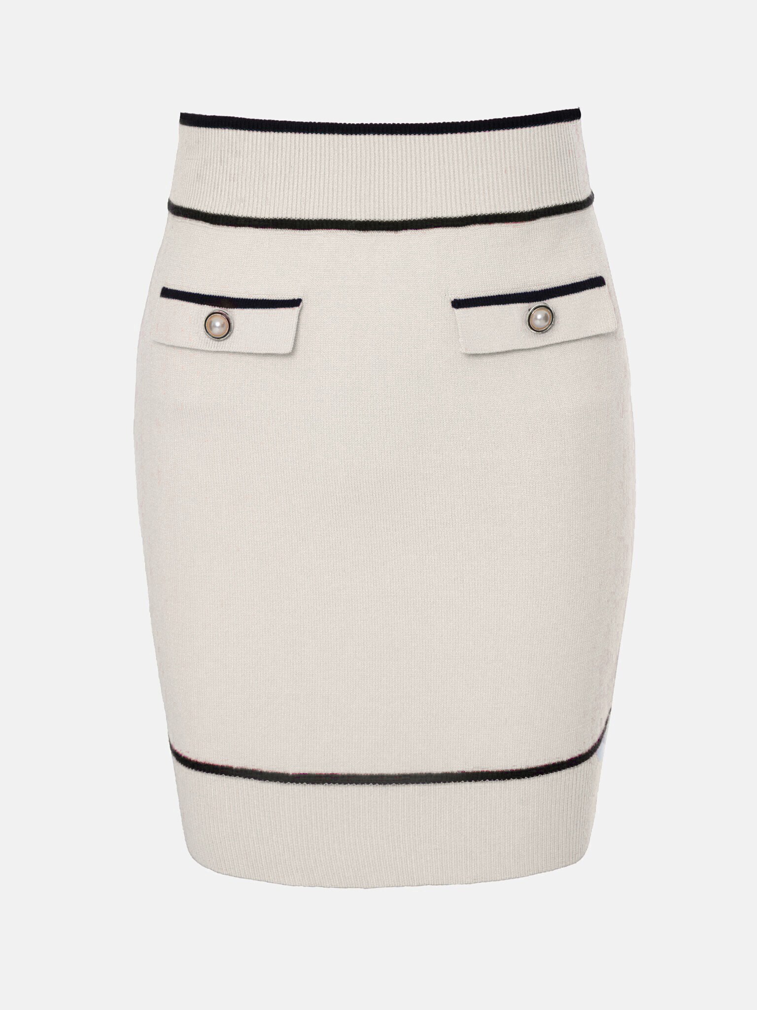 Pearl-button jersey mini skirt