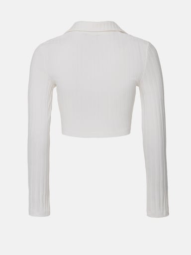LICHI - Online fashion store :: Long-sleeve polo jersey crop top