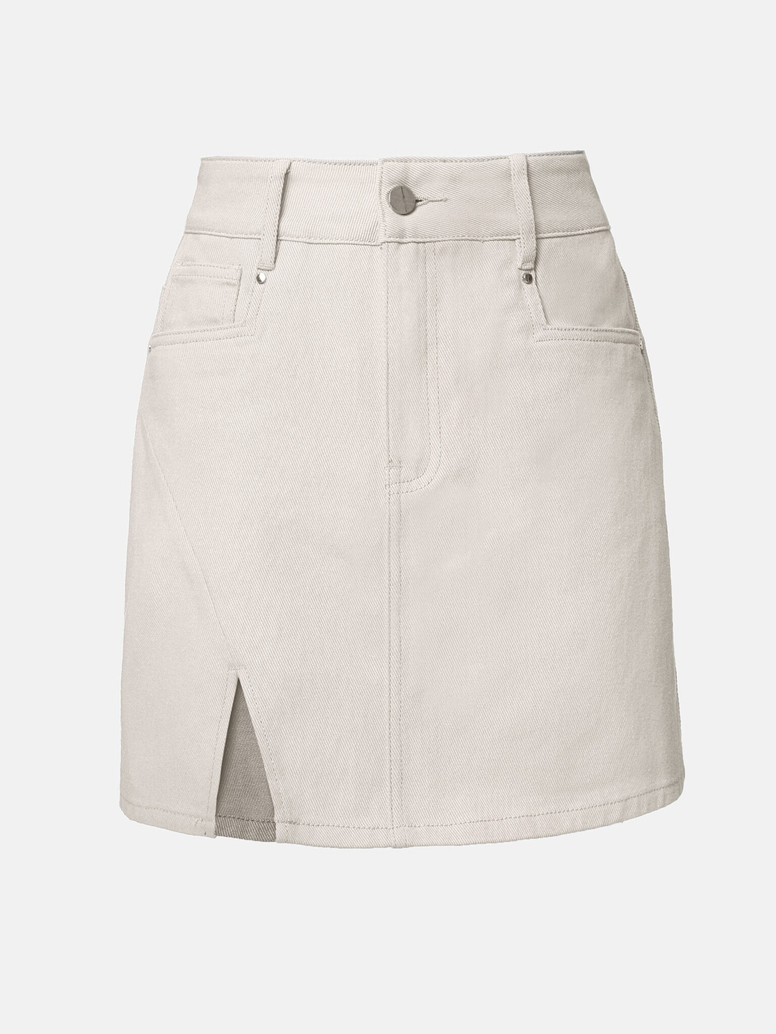Front-slit denim mini skirt :: LICHI - Online fashion store