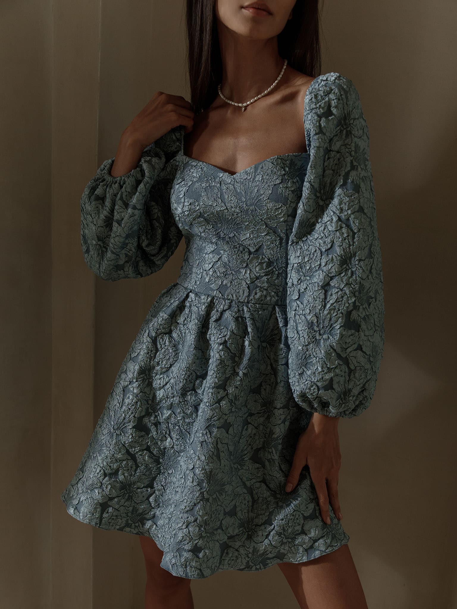 LICHI - Online fashion store :: Puff-sleeve flared mini dress