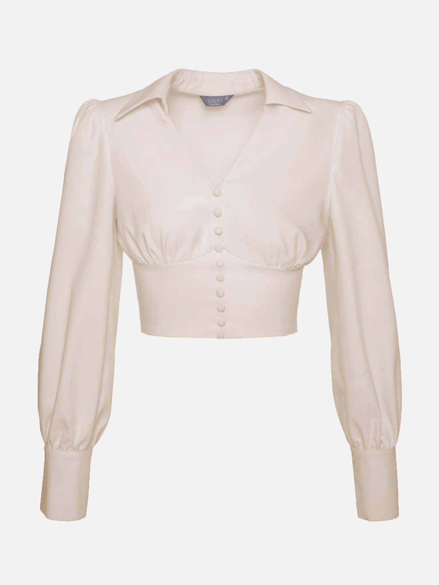 Cropped button-embellished blouse :: LICHI - Online fashion store