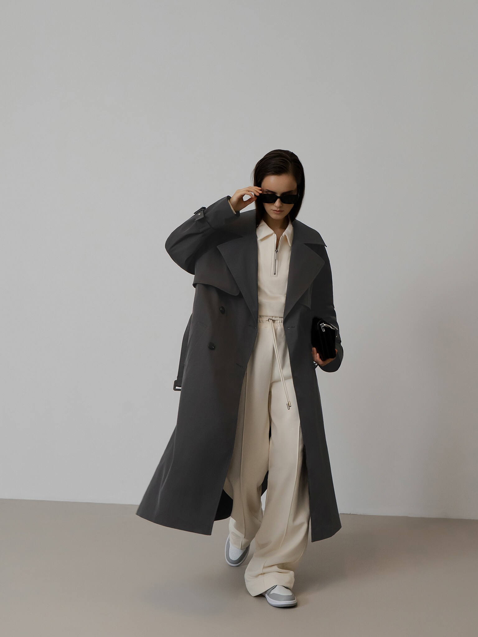 Oversized double-breasted trench coat :: LICHI - Online fashion store