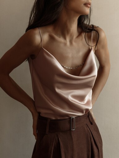 Chain-embellished satin camisole :: LICHI - Online fashion store