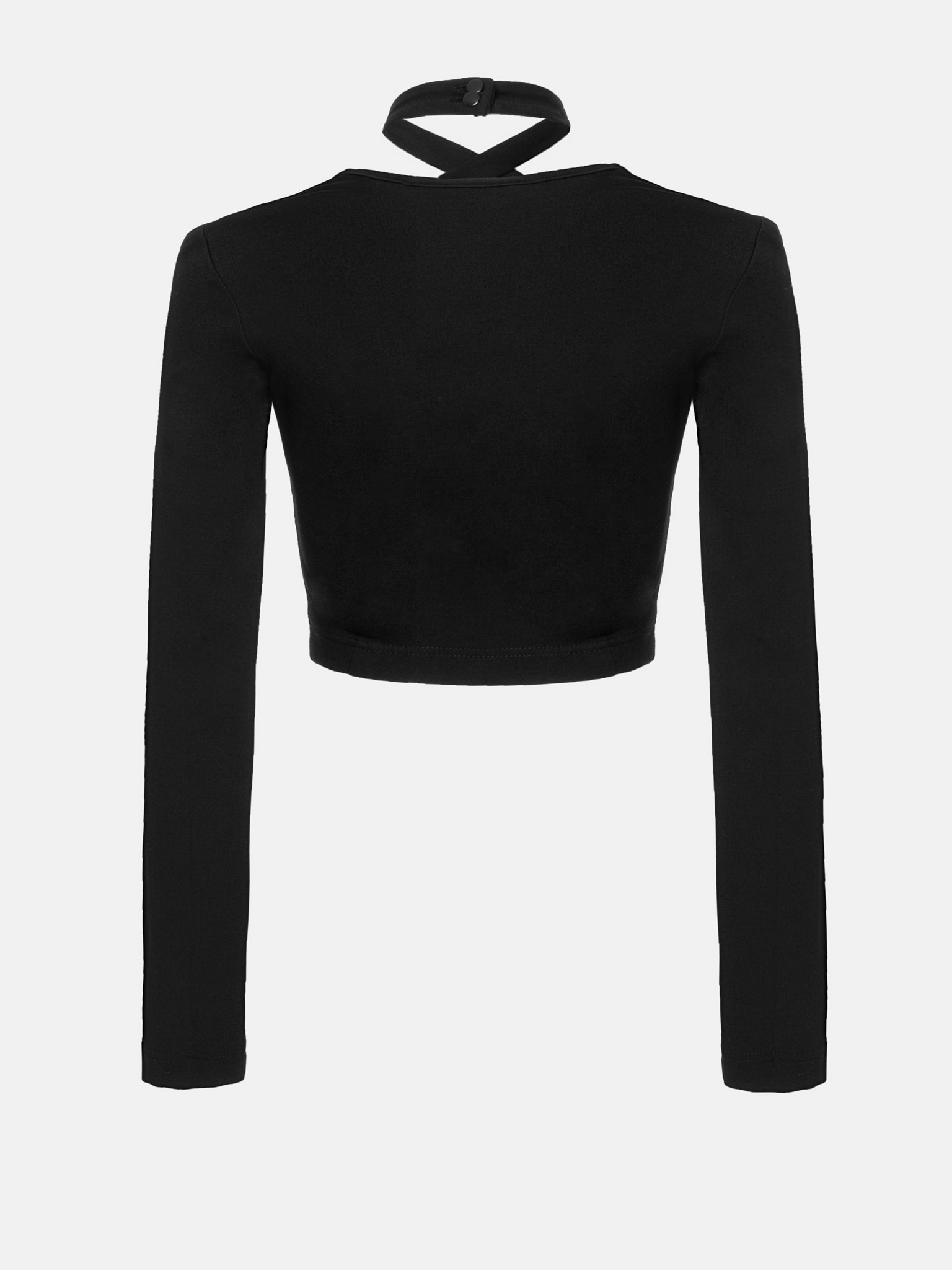 Long-sleeve crop top with halterneck straps :: LICHI - Online fashion store