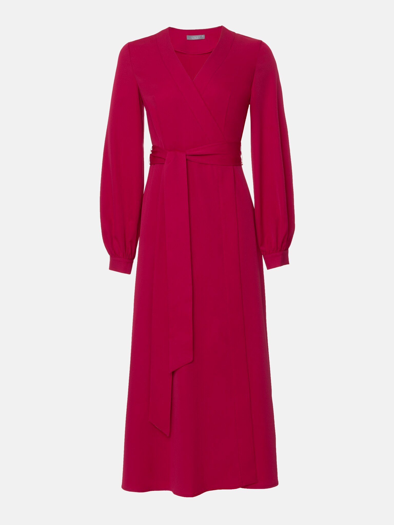 Single-tone wrap midi dress :: LICHI - Online fashion store