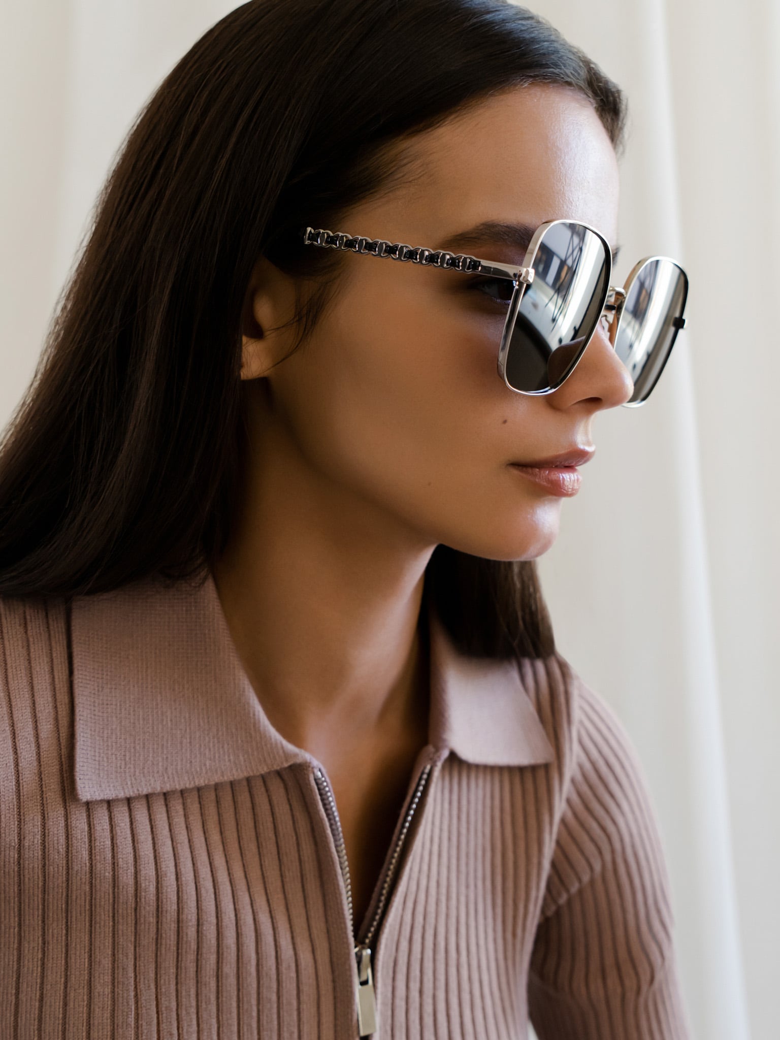 Square-shape metal-frame sunglasses