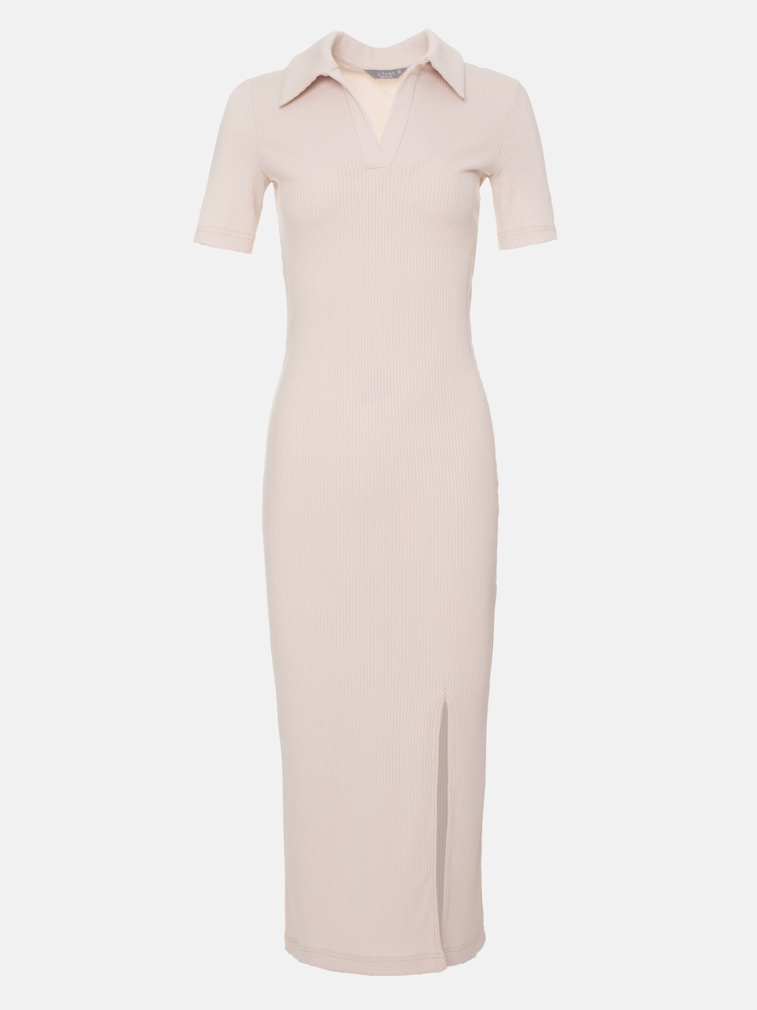 Polo-collar ribbed-jersey midi dress :: LICHI - Online fashion store