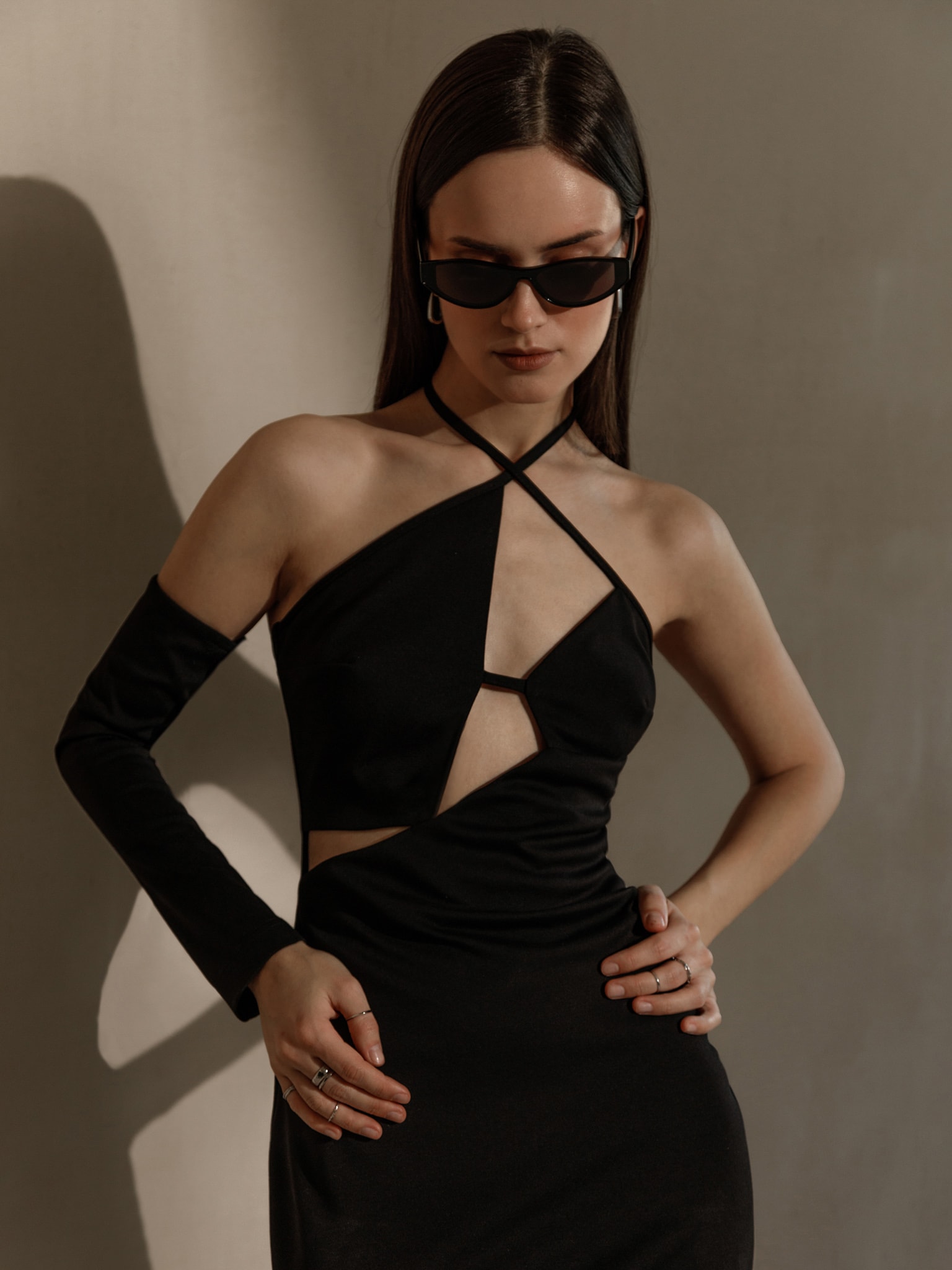 Asymmetric slim mini dress :: LICHI - Online fashion store