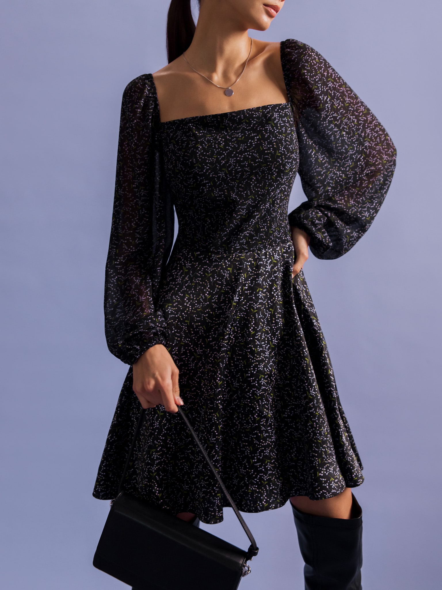 Shirred cutout mini dress