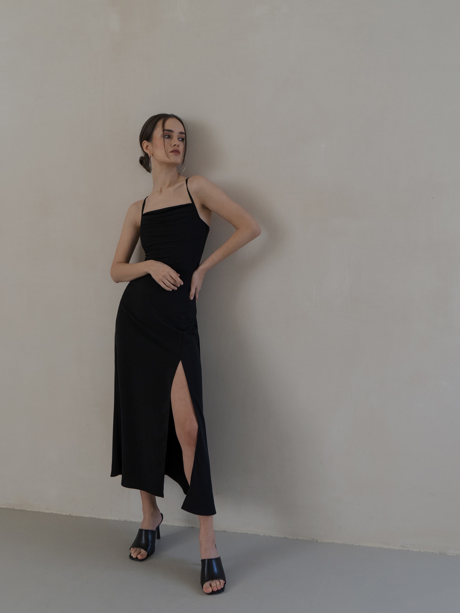 Lace-up skinny-strap midi dress :: LICHI - Online fashion store